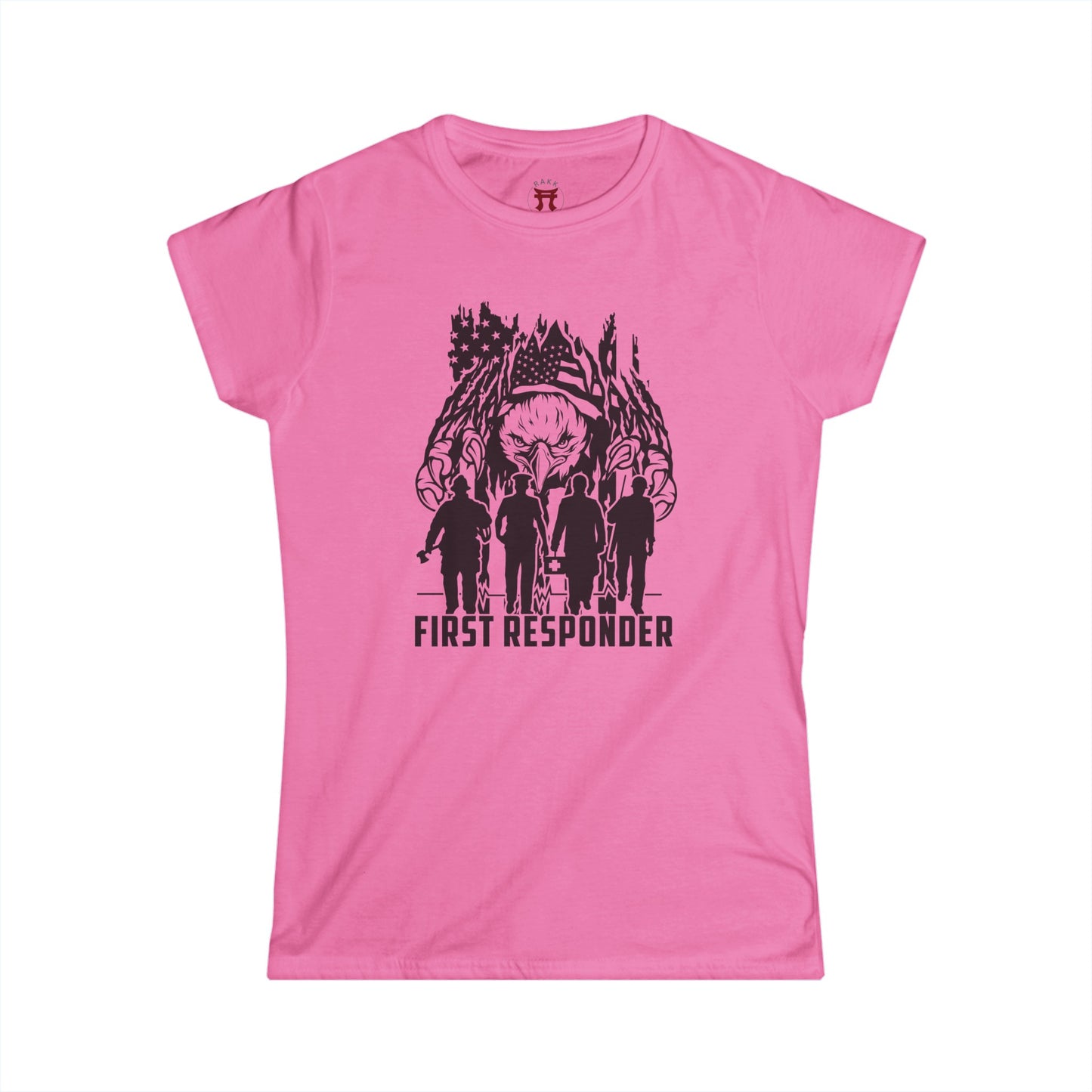 Rakkgear Women's First Responder Eagle Short Sleeve Tee in hot pink