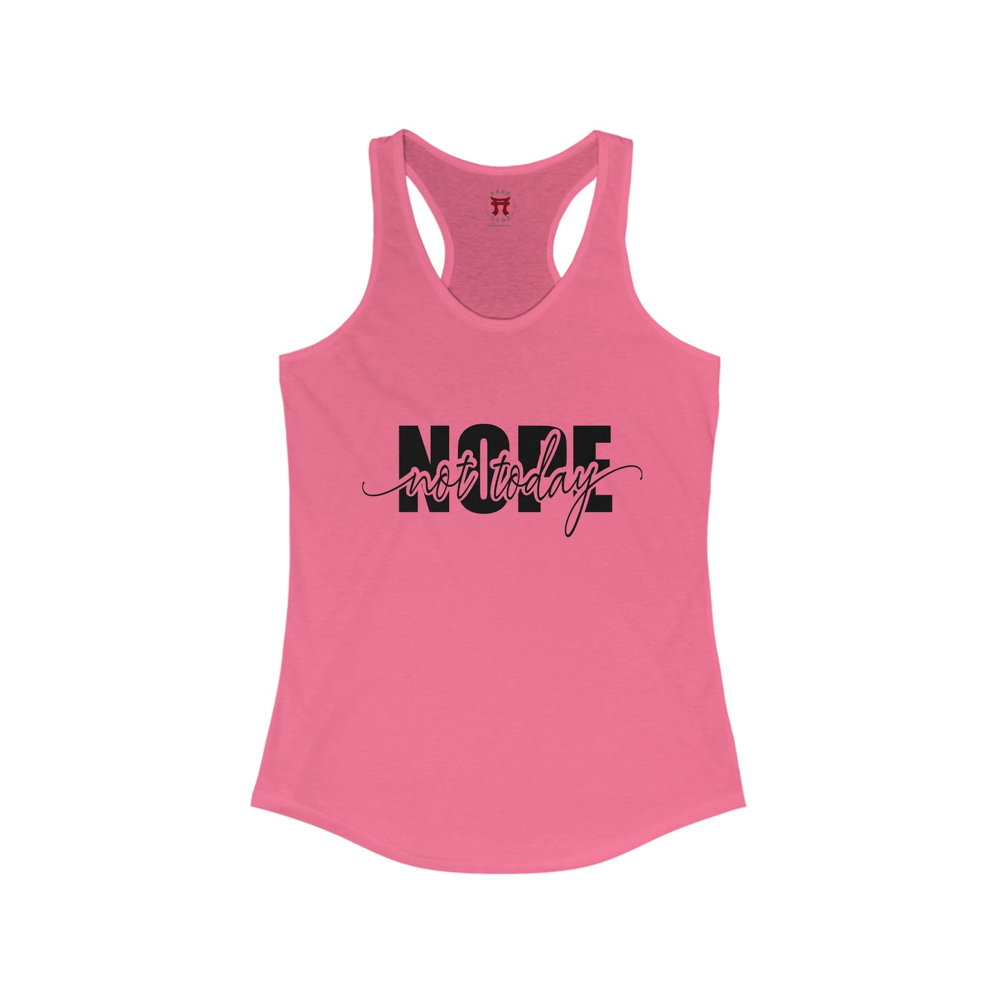 Rakkgear Women's Hot Pink Tank Top with 'Nope Not Today' slogan on the front, featuring the Rakkgear logo on the upper inner back.