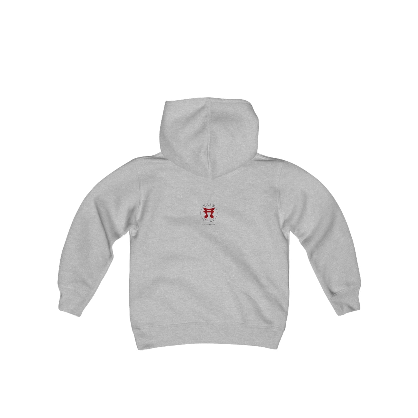 Rakkgear Youth "Nope Not Today" Grey Hoodie: Grey hoodie featuring bold 'NOPE' and 'Not Today' in cursive on the front. Iconic Rakkgear Logo on the upper back