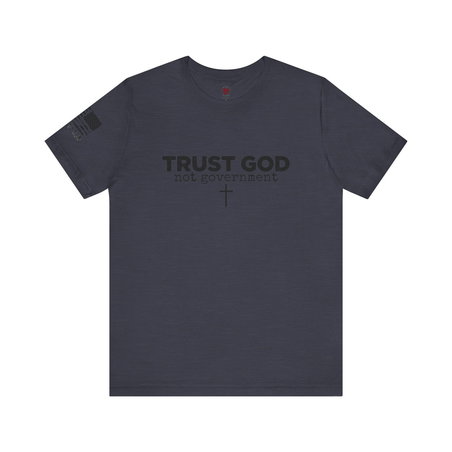 Rakkgear Trust GOD Not Government Short Sleeve Tee in navy blue