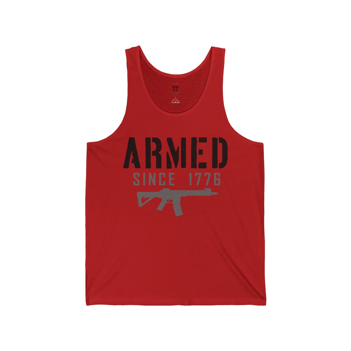 Rakkgear Armed Since 1776 Tank Top in red with black lettering