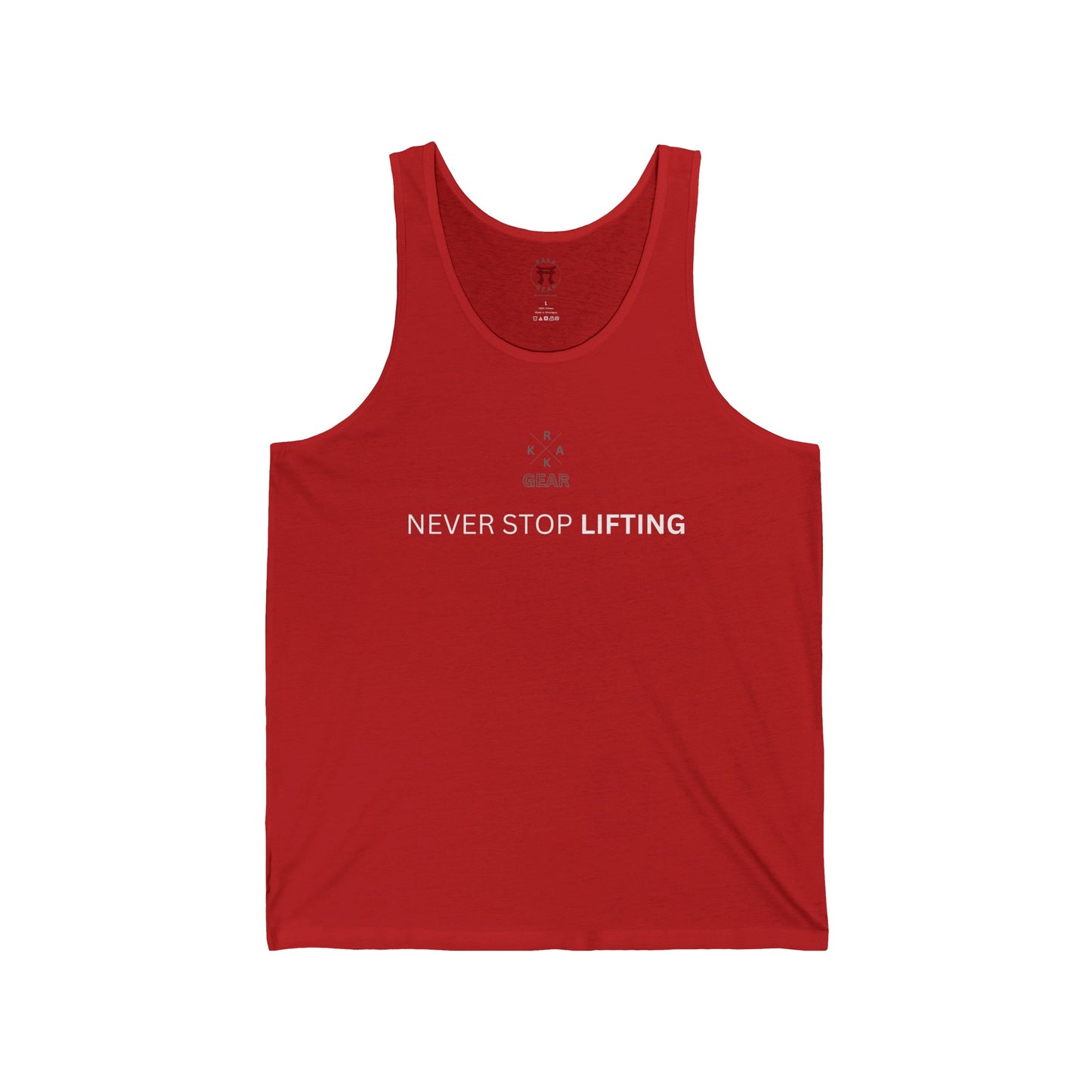 Rakkgear Never Stop Lifting Tank Top in red