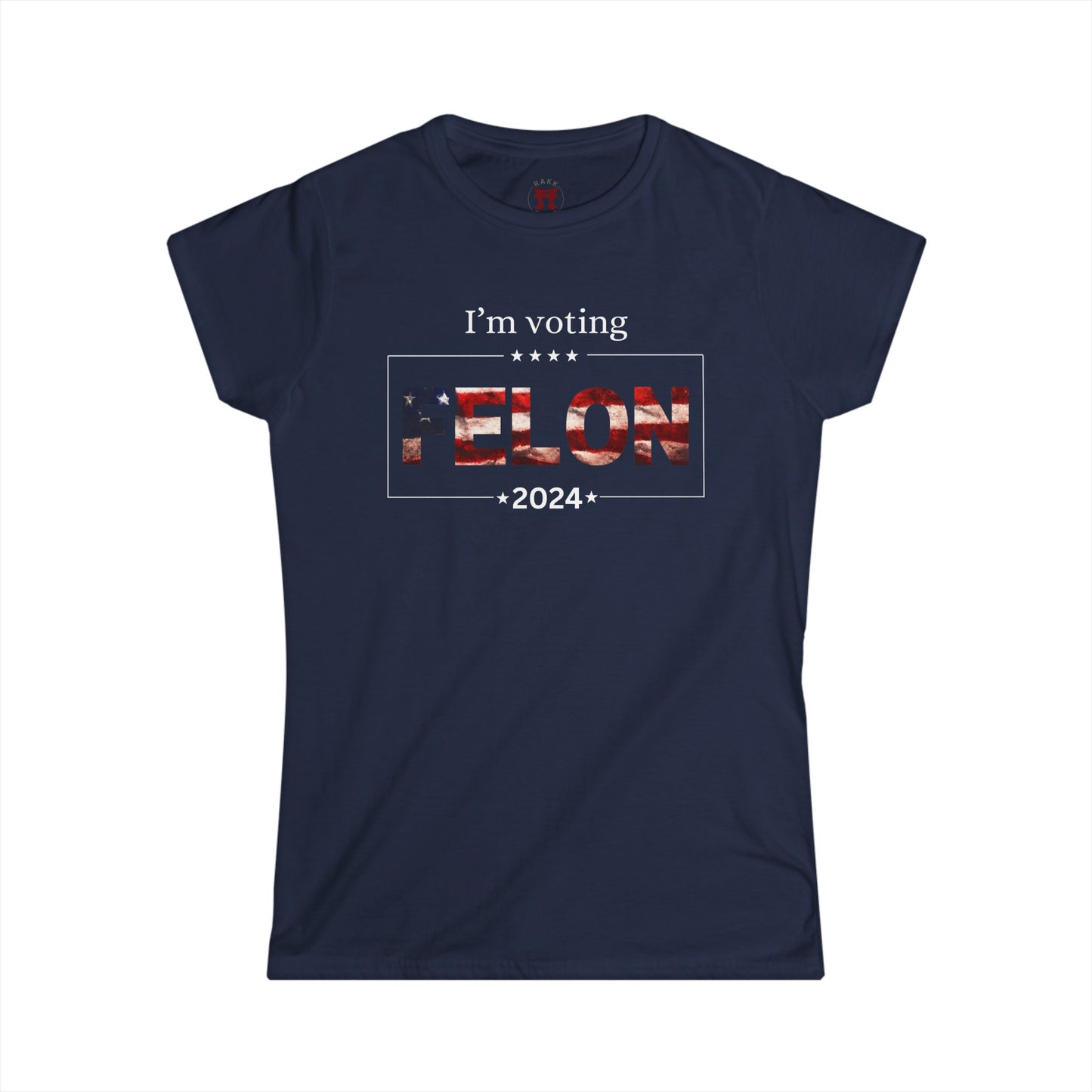 Rakkgear Women's Voting Felon Short Sleeve Tee in navy blue