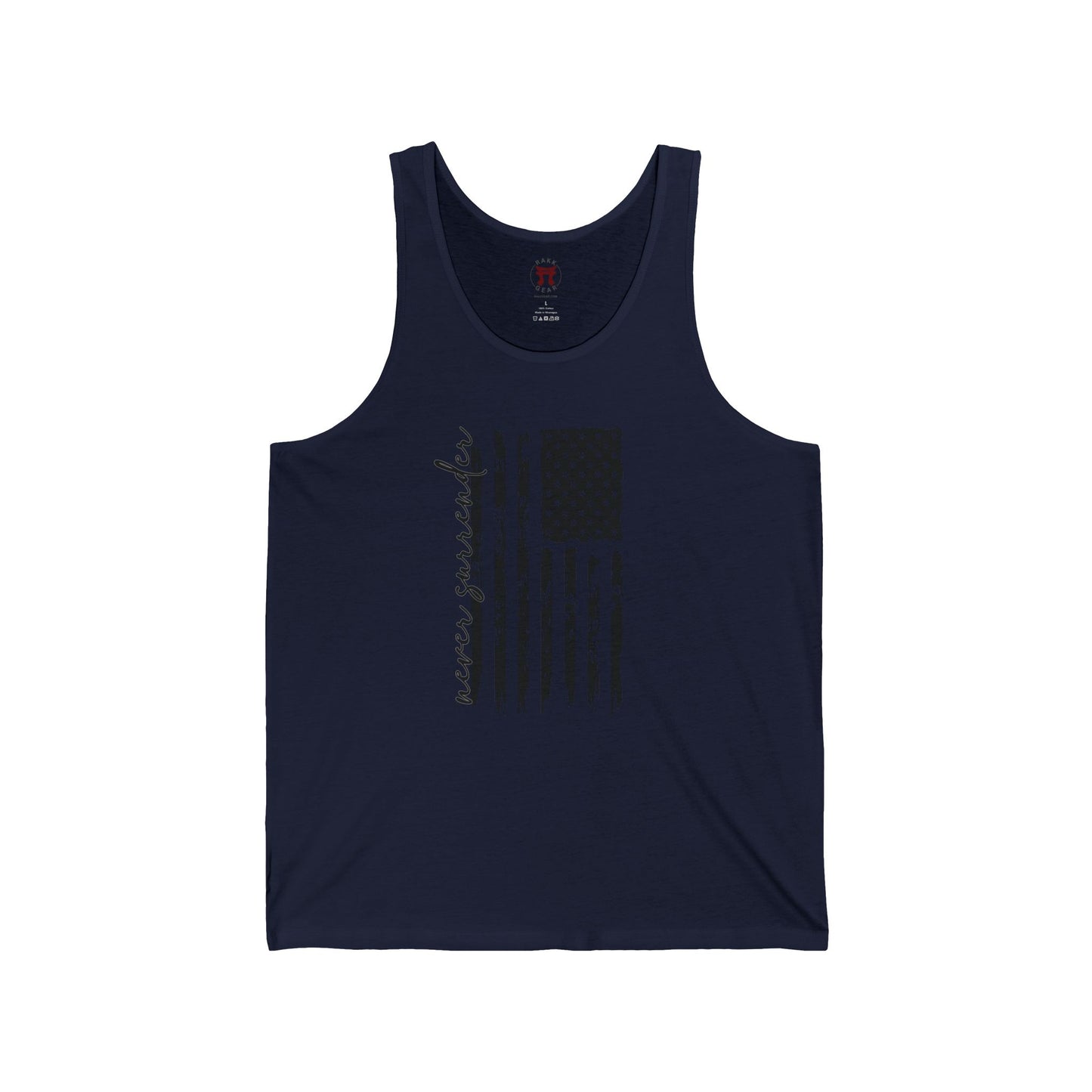 Rakkgear Never Surrender Tank Top in Navy Blue