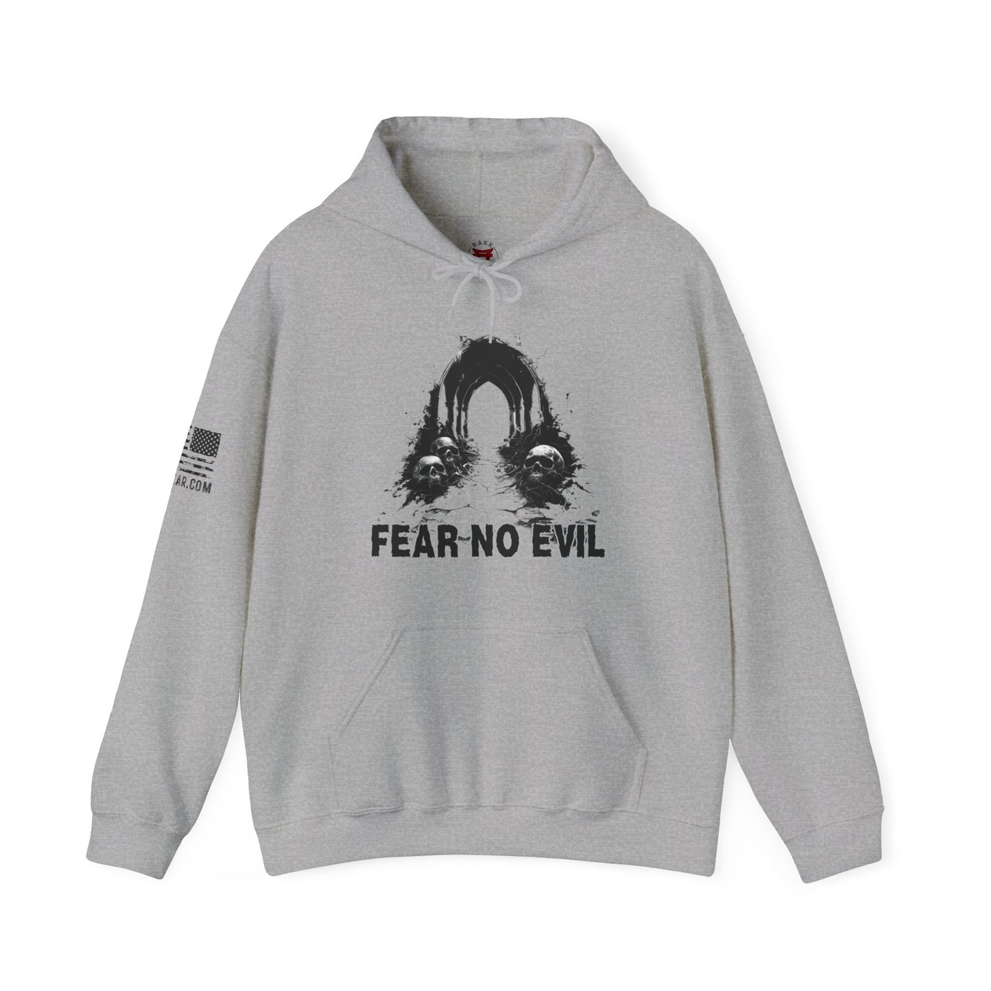 Rakkgear Fear No Evil Heavy Hoodie in Grey