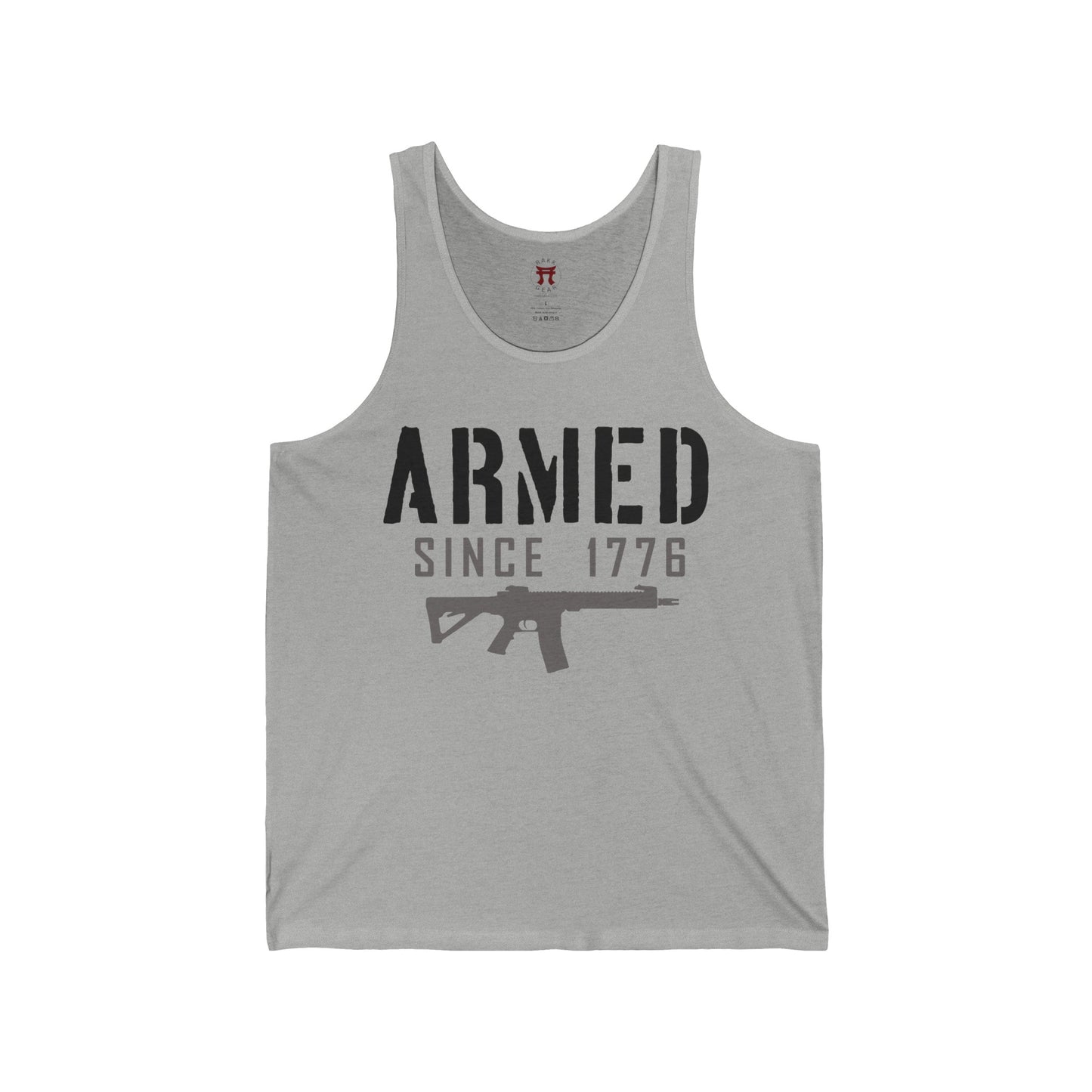 Rakkgear Armed Since 1776 Tank Top in grey with black lettering