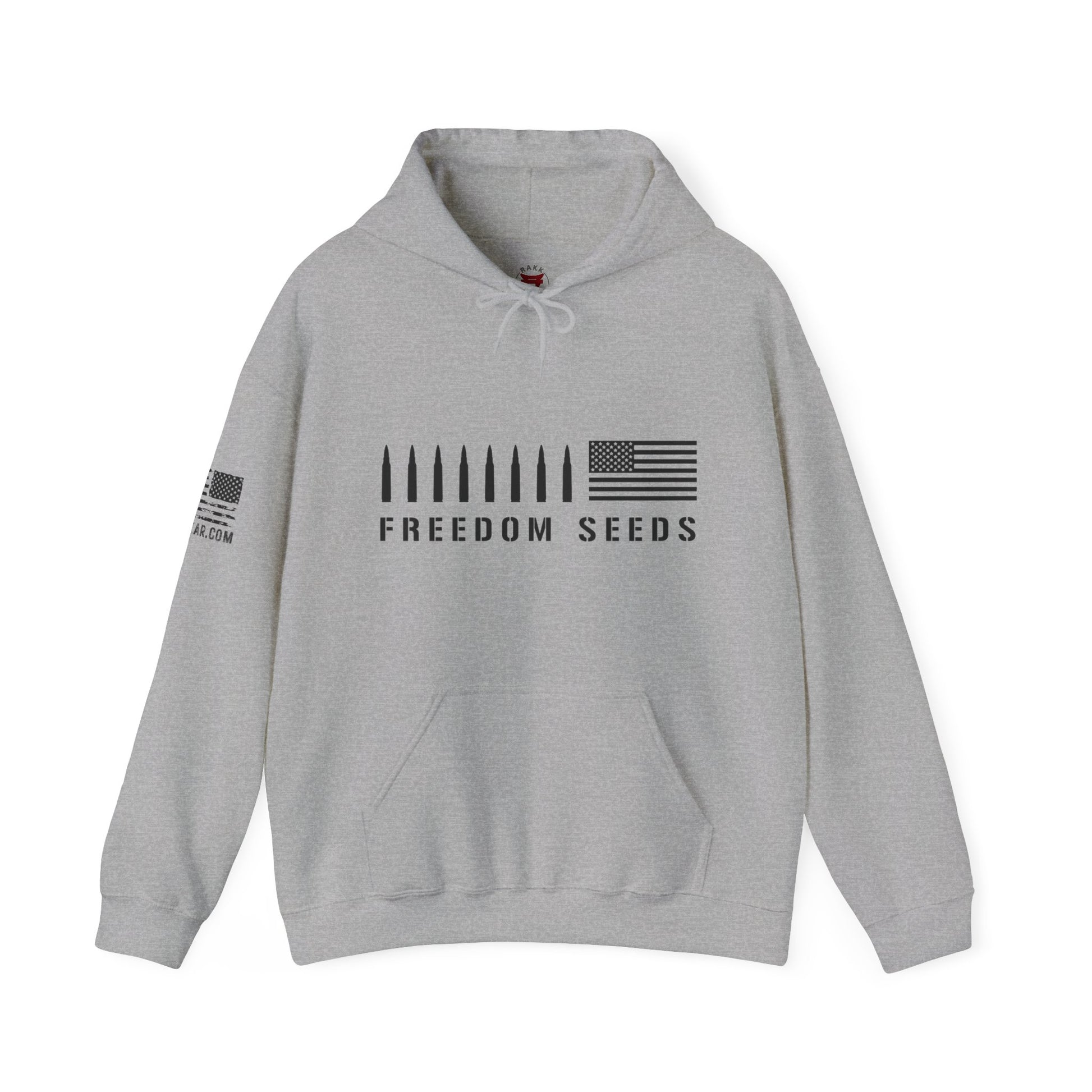 Rakkgear Freedom Seeds Black Lettering Heavy Hoodie in grey