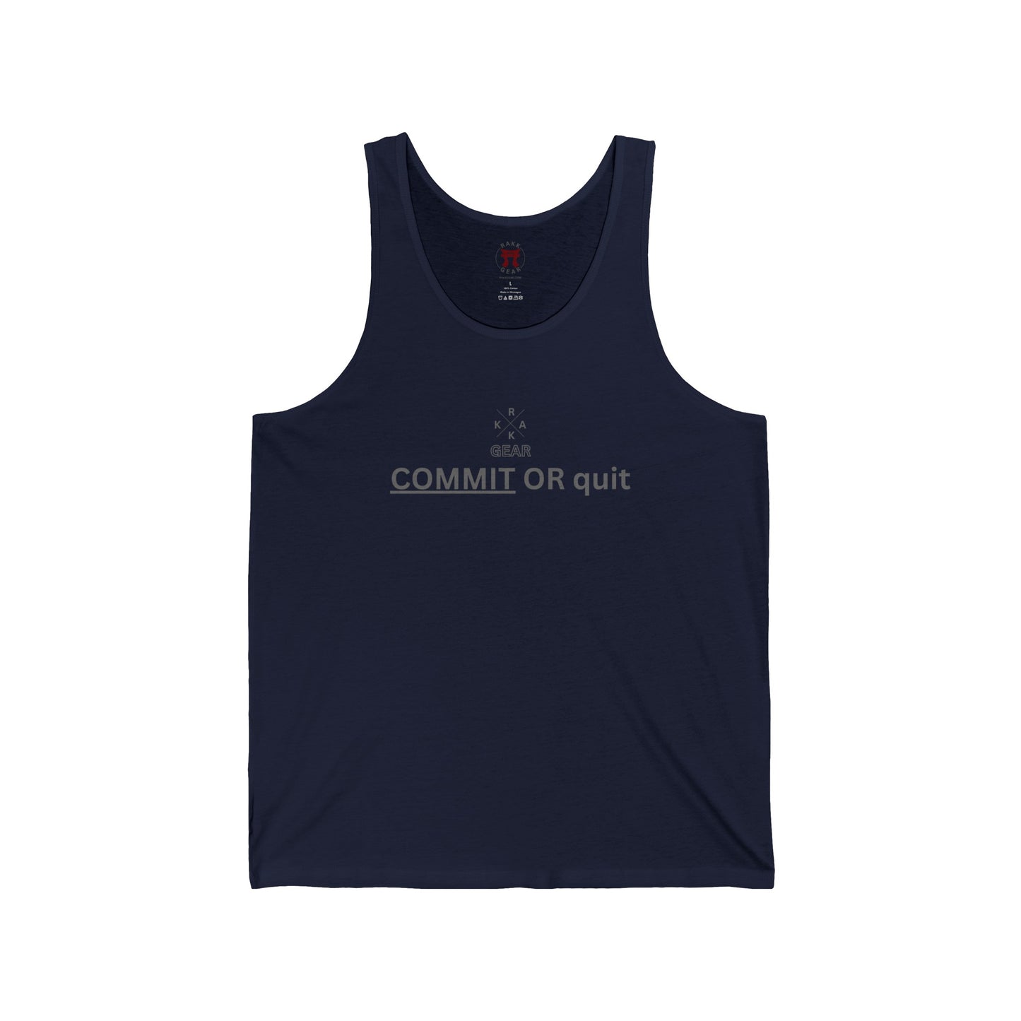 Rakkgear Commit Or quit Tank Top in navy blue