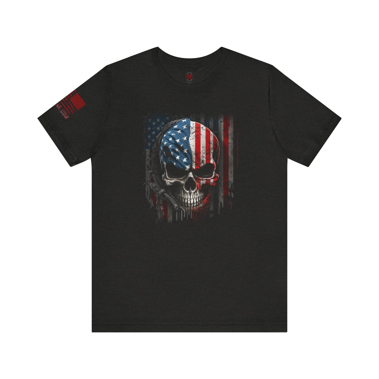 Rakkgear Red White and Blue Skull Short Sleeve Tee in black