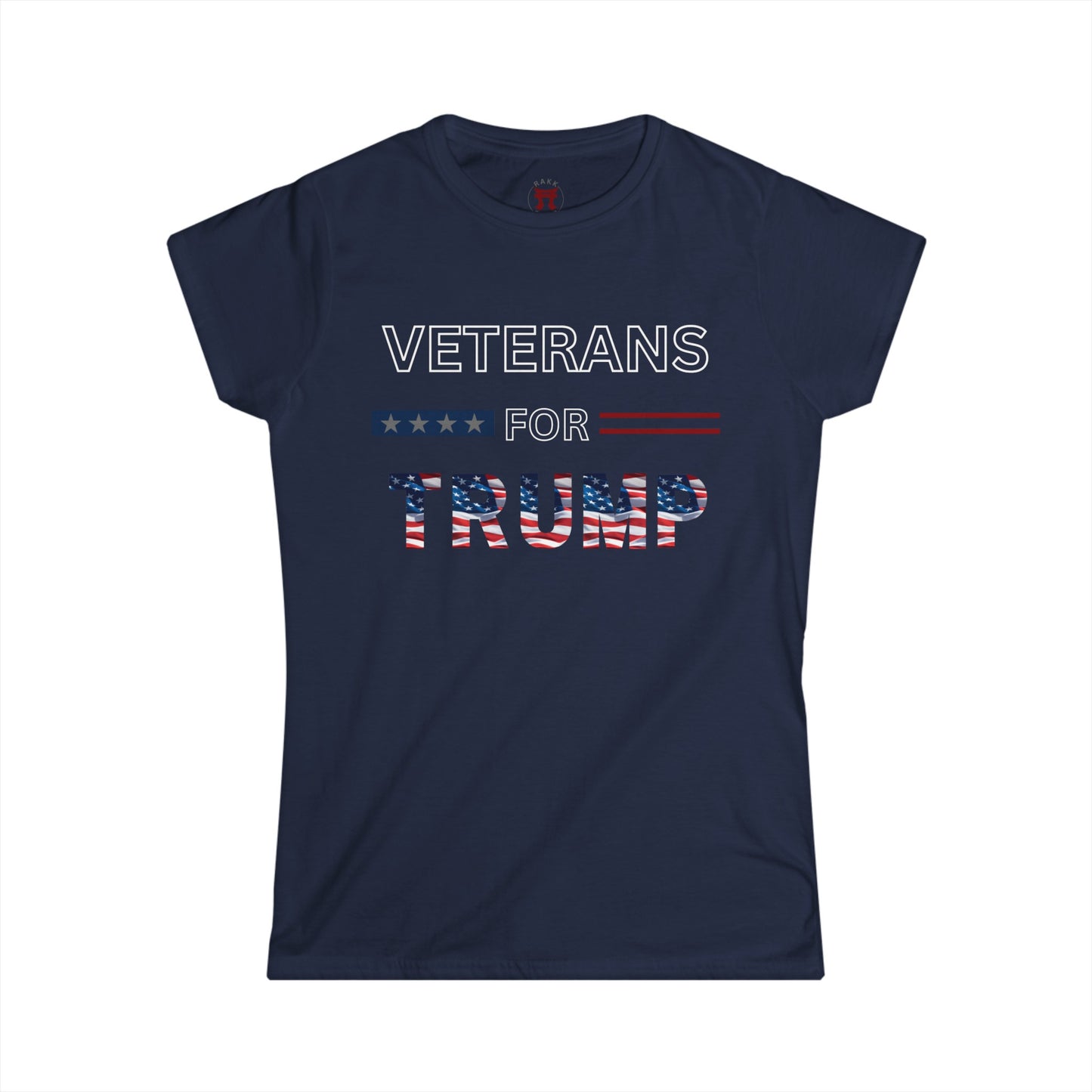 Rakkgear Women's Veterans For Trump Short Sleeve Tee in Navy Blue