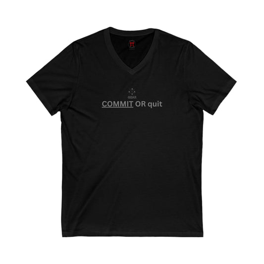Rakkgear "COMMIT OR quit" Black T-Shirt: Tee featuring Rakkgear X Logo and 'COMMIT OR quit' slogan. Iconic Rakkgear Logo on the inner upper collar