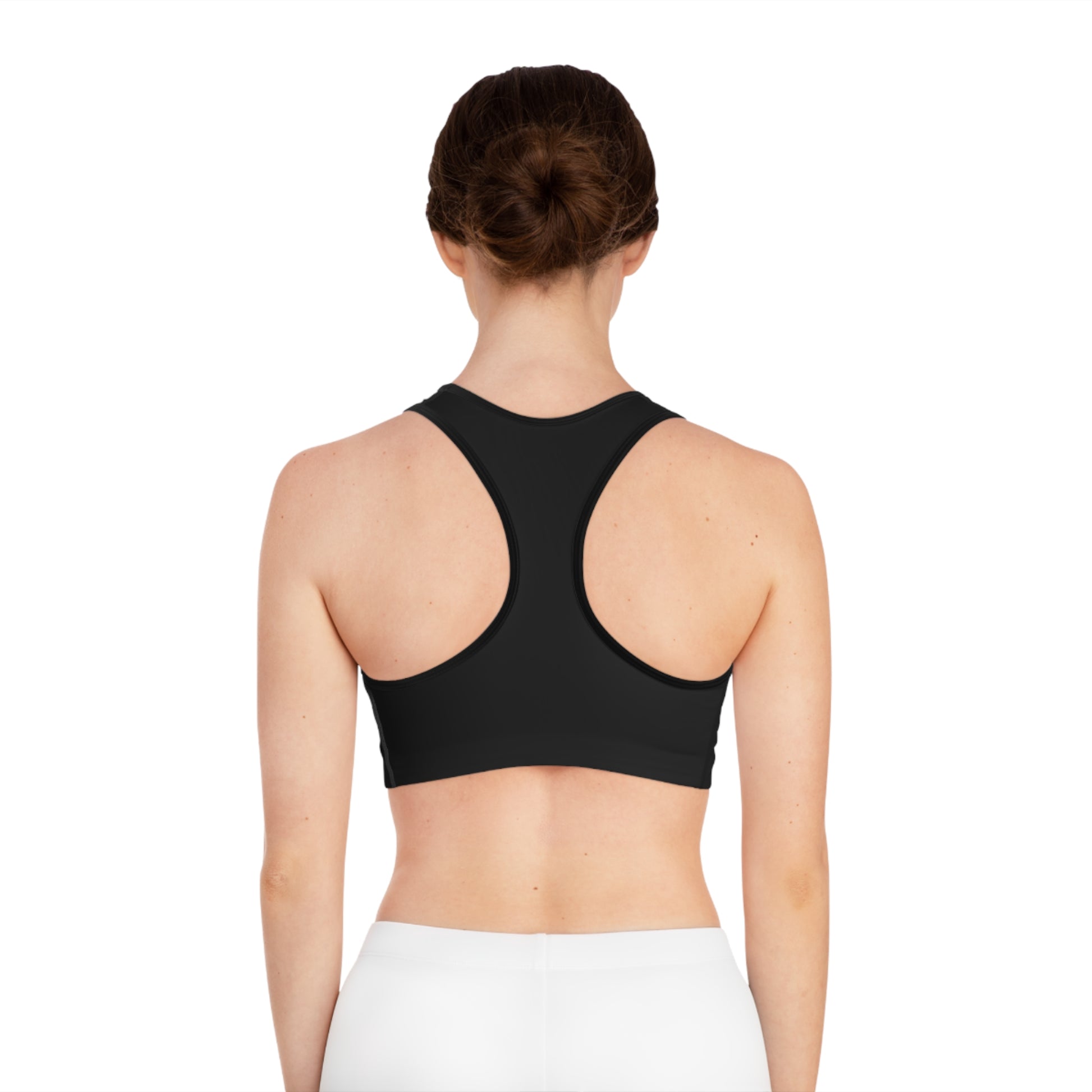 Rakkhard Fitness Women's High Performance Sports Bra back view in black
