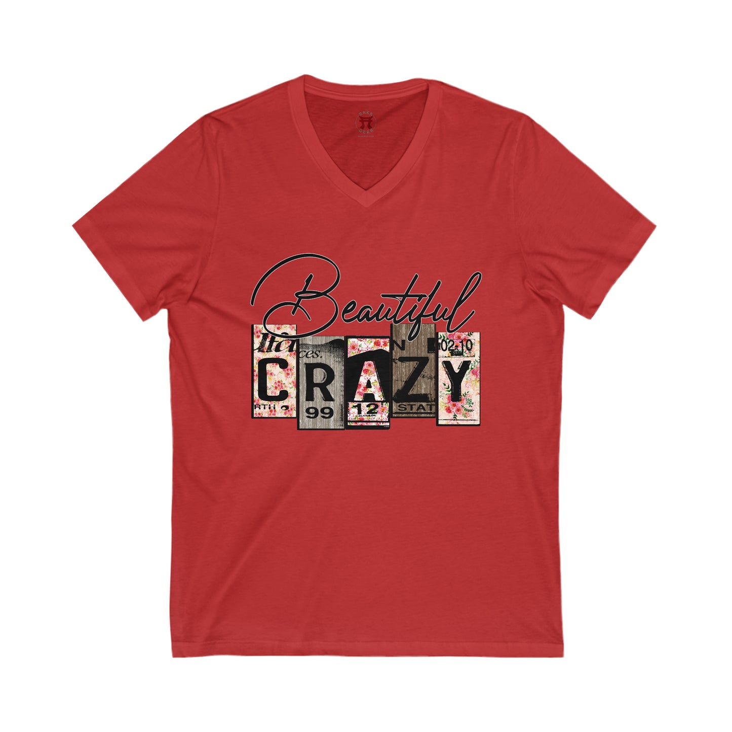Rakkgear "Beautiful Crazy" Women's Red V-Neck T-shirt