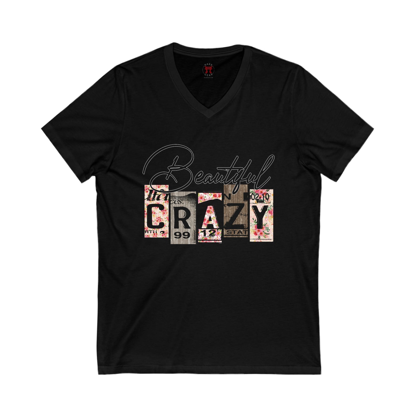 Rakkgear "Beautiful Crazy" Women's Black V-Neck T-shirt