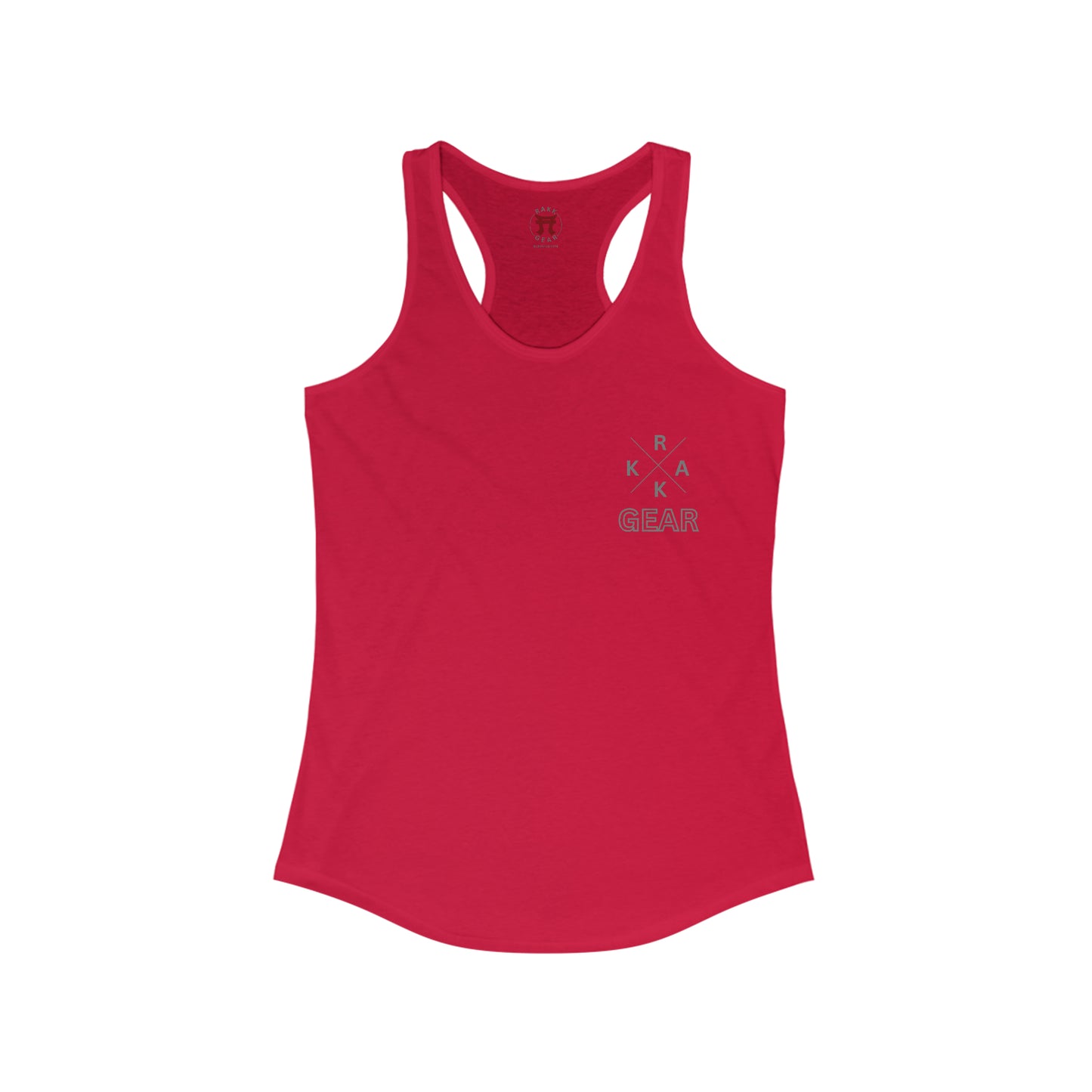 Rakkgear Women's X Logo Red Tank Top with iconic X Logo on upper right chest, a symbol of strength and individuality
