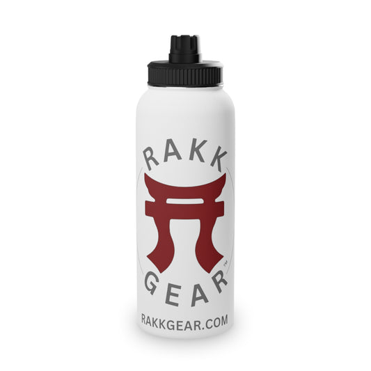 "Rakkgear Stainless Steel Water Bottle with Sports Lid, available in 12oz, 18oz, and 32oz sizes. Stay hydrated in style!"