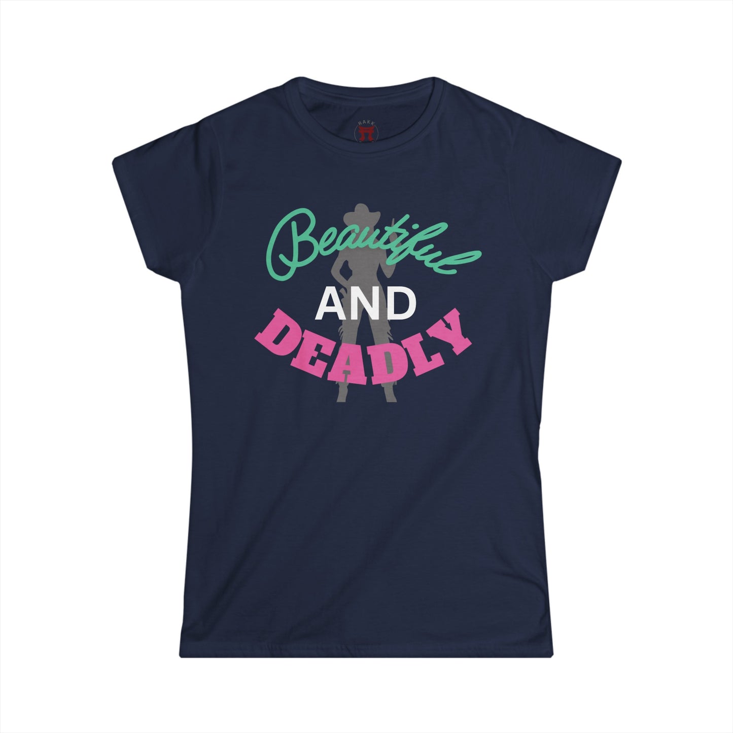 Rakkgear Women's Beautiful and Deadly Short Sleeve Tee in navy blue