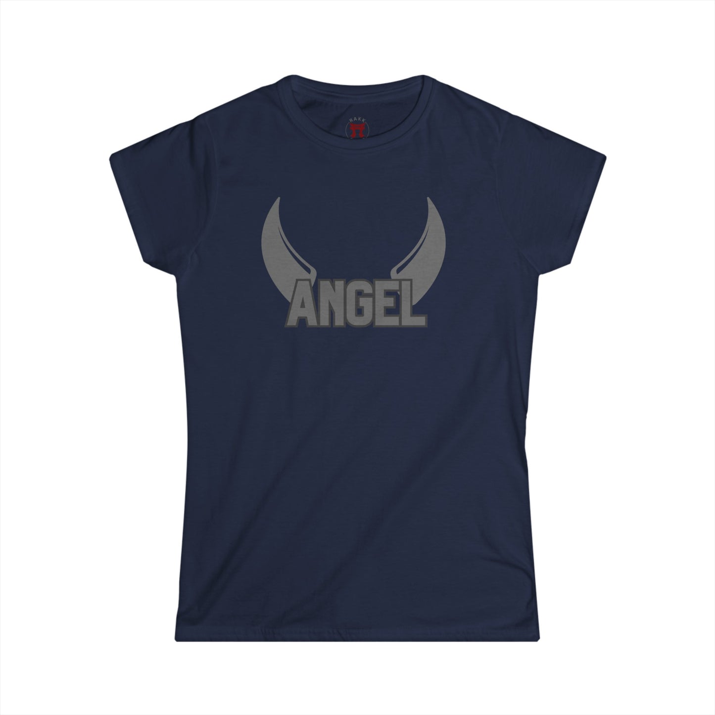 Rakkgear Women's Angel Horns Short Sleeve Tee in navy blue