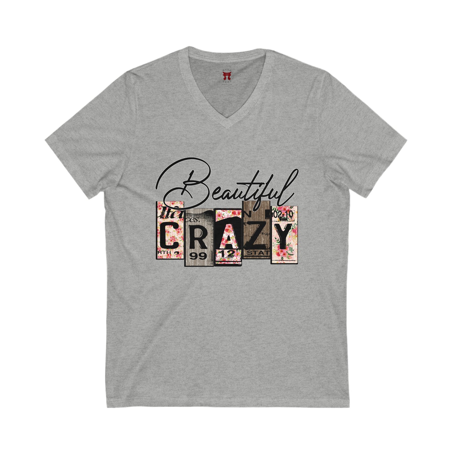 Rakkgear "Beautiful Crazy" Women's Athletic Heather V-Neck T-shirt