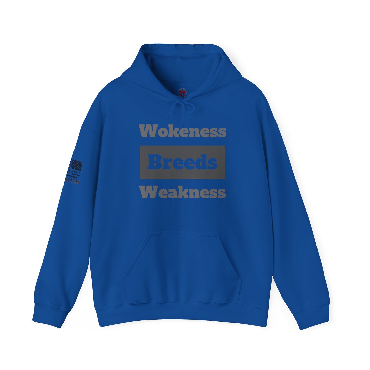 Rakkgear Wokeness Breeds Weakness Heavy Hoodie in Blue