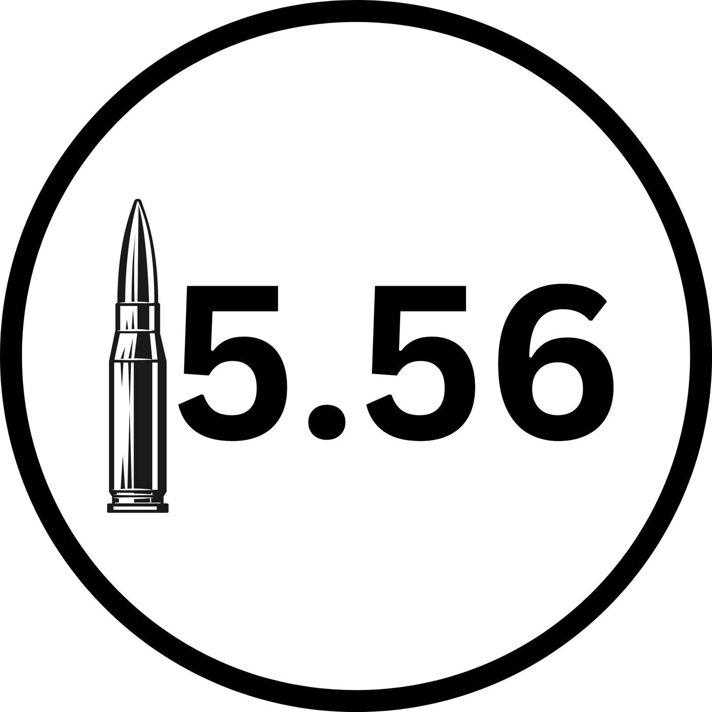 "Patriotic 5.56 White T-shirt featuring the caliber '5.56' and American flag design."