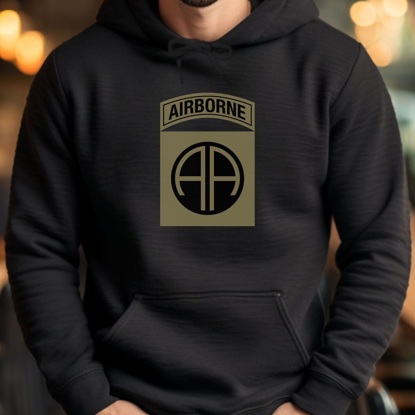 Rakkgear 82nd Airborne Camo Heavy Hoodie in black