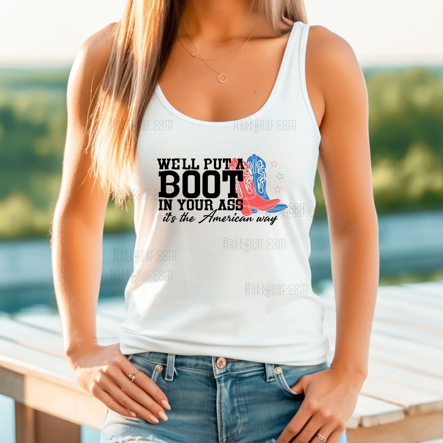 Rakkgear Women's We'll Put A Boot Tank Top in white