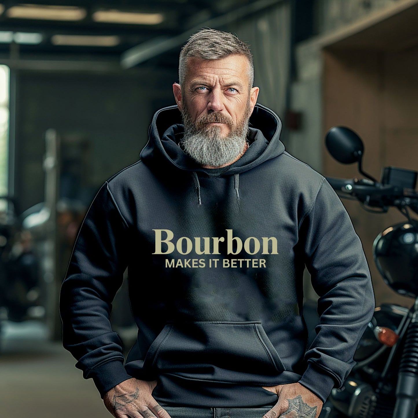 Rakkgear Bourbon Makes It Better Heavy Hoodie in black