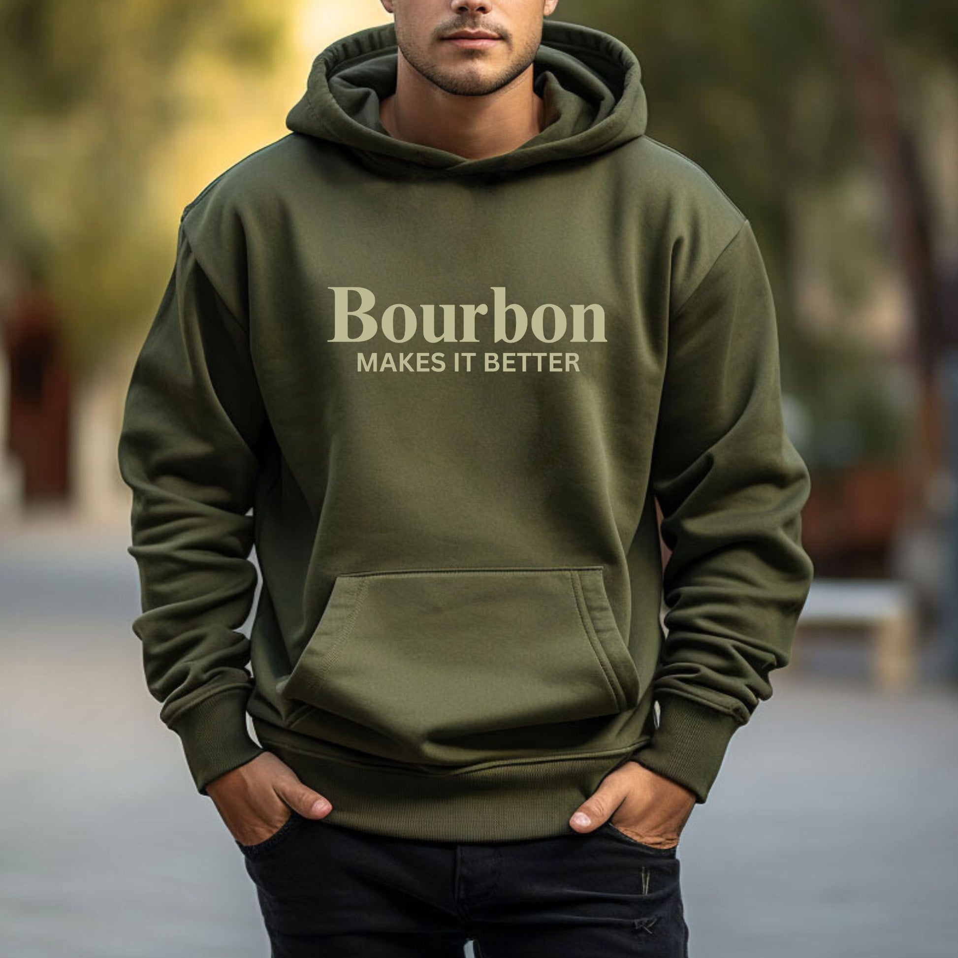 Rakkgear Bourbon Makes It Better Heavy Hoodie in military green