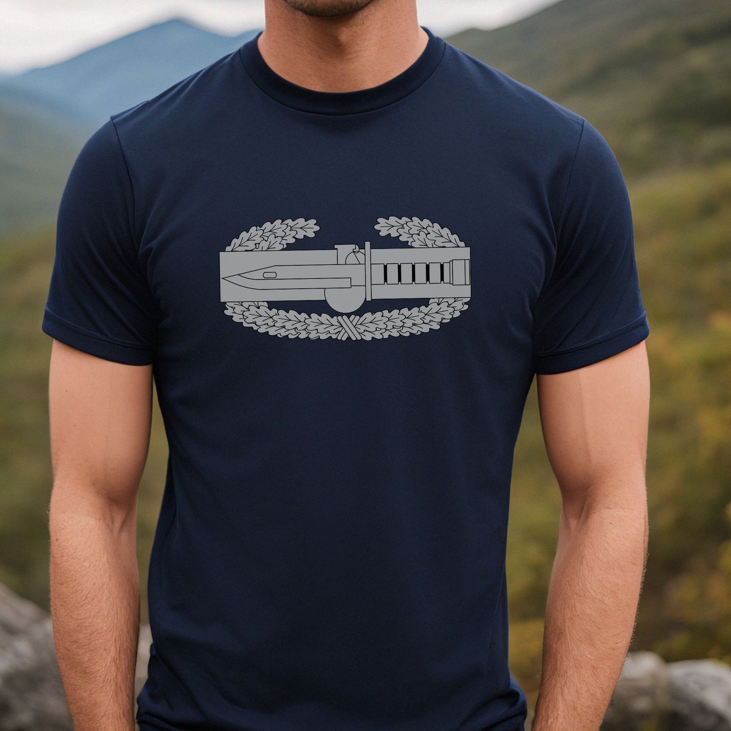 Rakkgear Combat Action Badge Short Sleeve Tee in navy blue