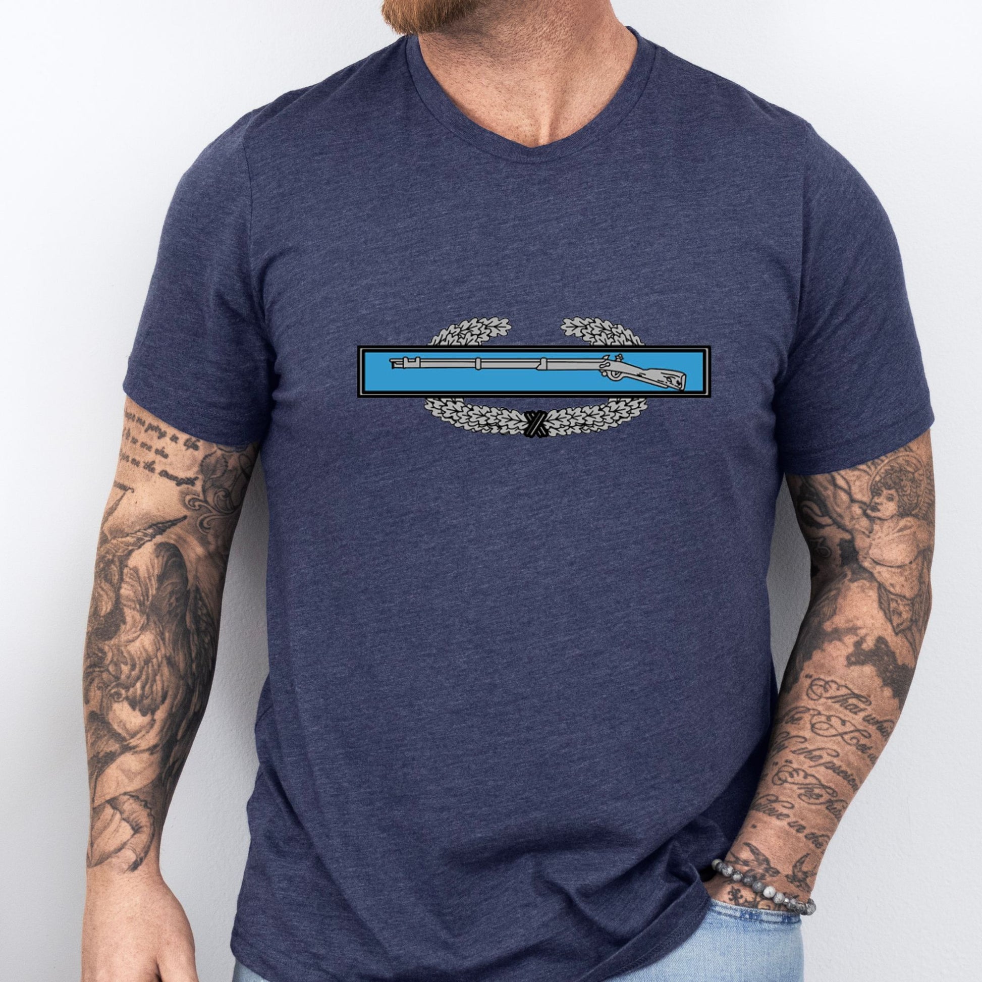 Rakkgear Combat Infantry Badge Short Sleeve Tee in navy blue