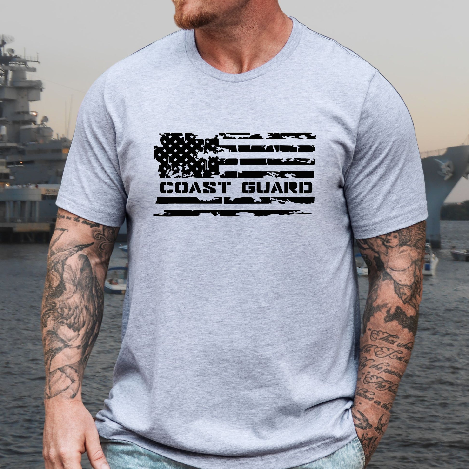 Rakkgear Coast Guard Flag Short Sleeve Tee in Grey