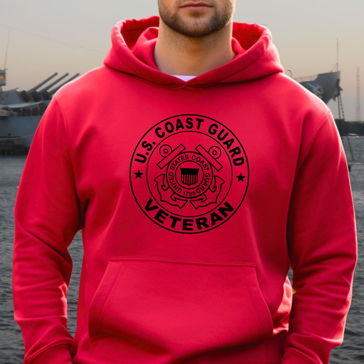 Rakkgear Coast Guard Veteran Heavy Hoodie in red