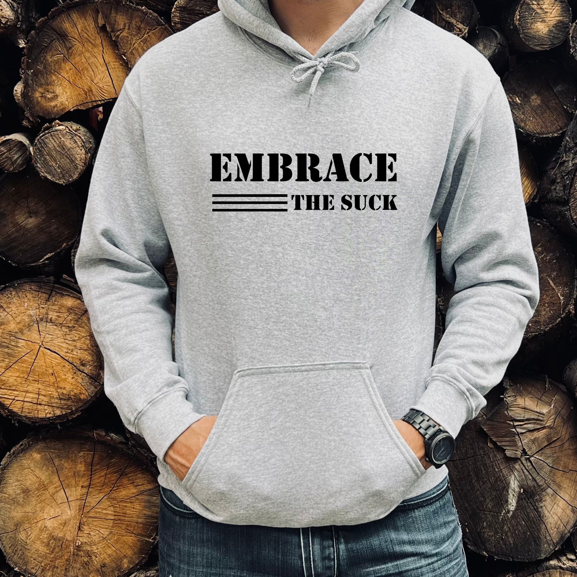 Rakkgear Embrace The Suck Heavy Hoodie in grey