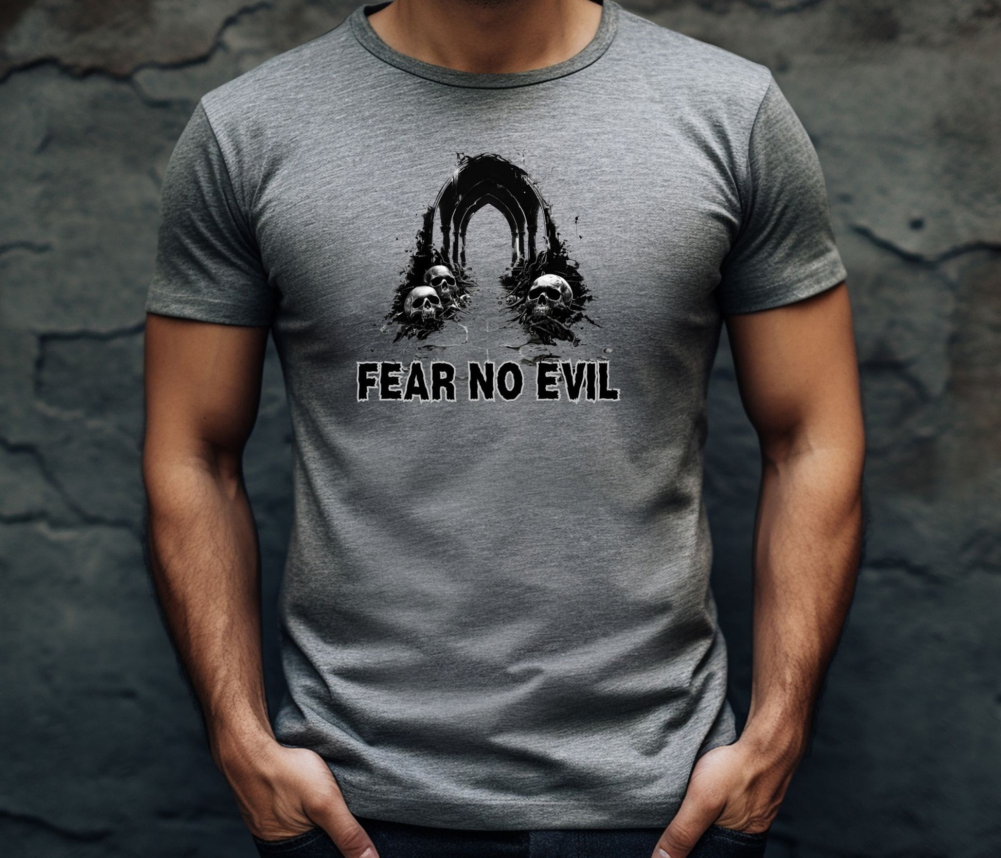 Rakkgear Fear No Evil Short Sleeve Tee in Grey