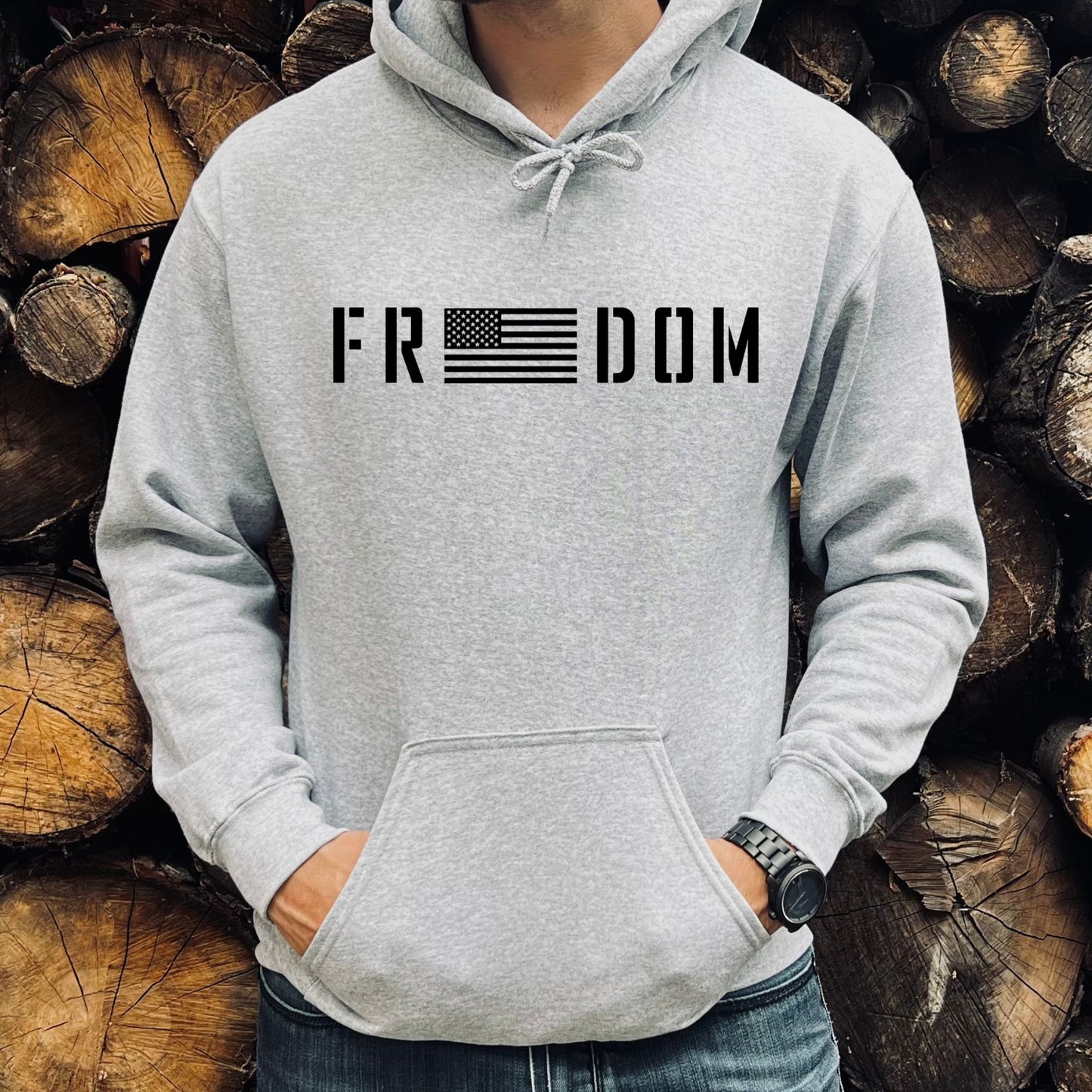 Rakkgear Freedom Flag Heavy Hoodie in grey