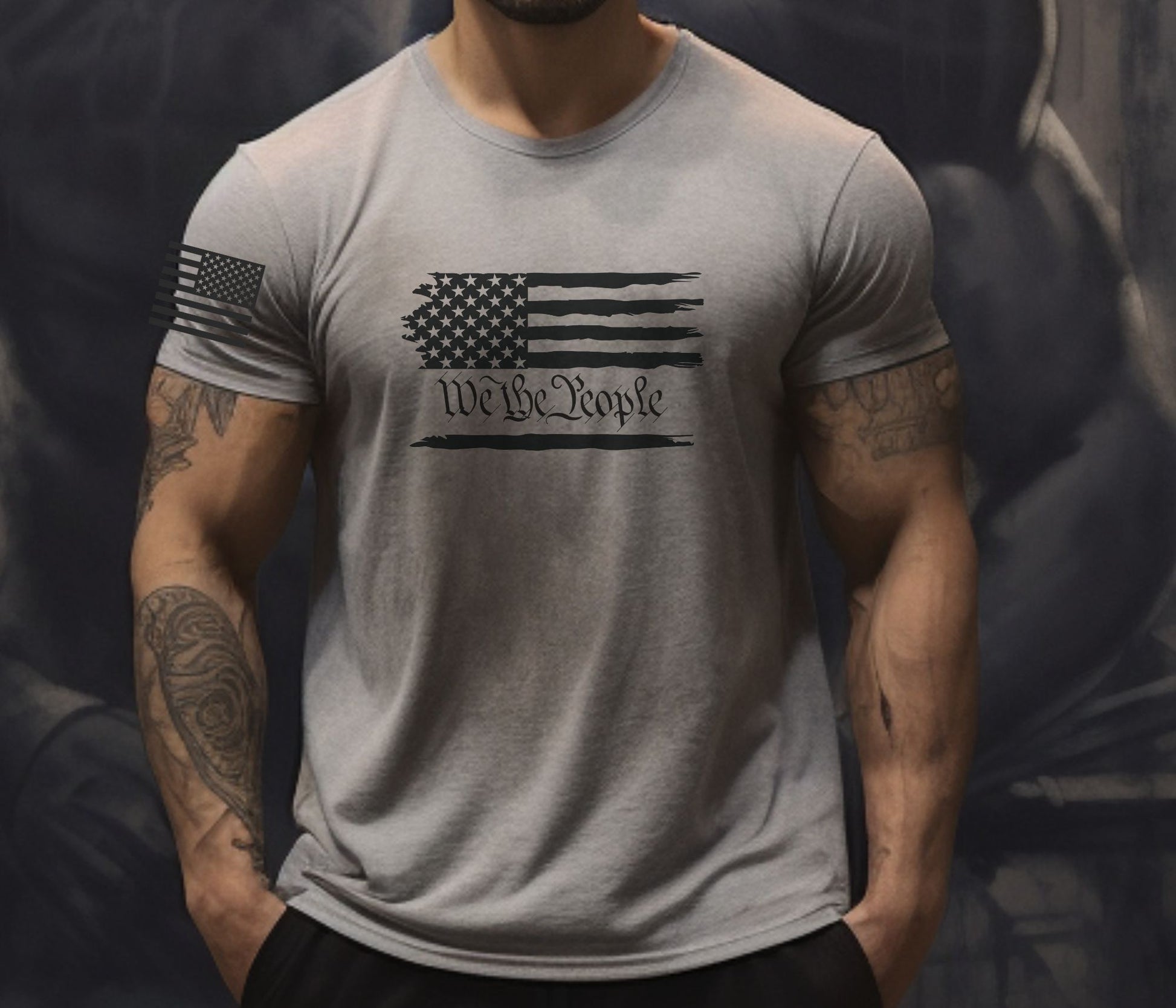 Rakkgear Flag We The People Short Sleeve Tee in Sports Grey