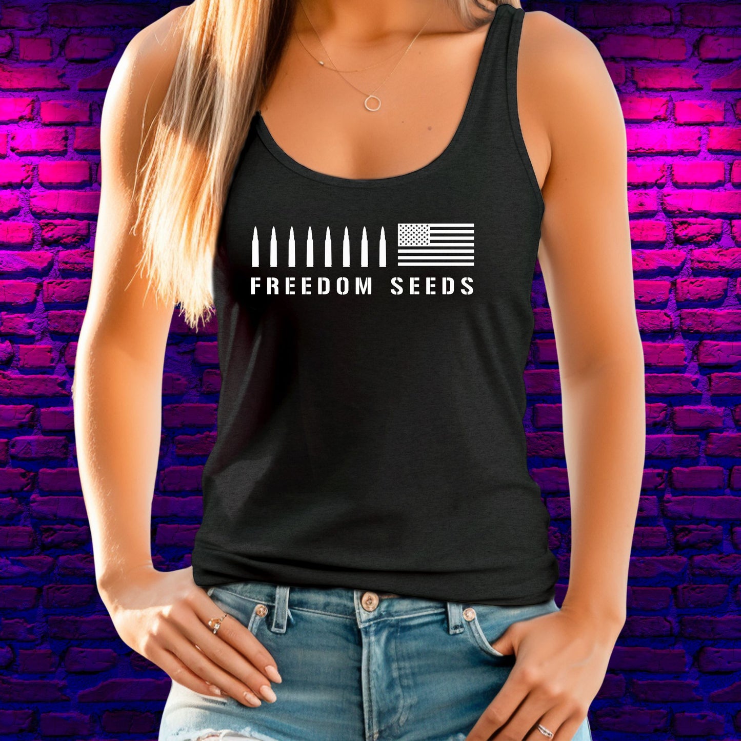 Rakkgear Women's Freedom Seeds Racerback Tank in black