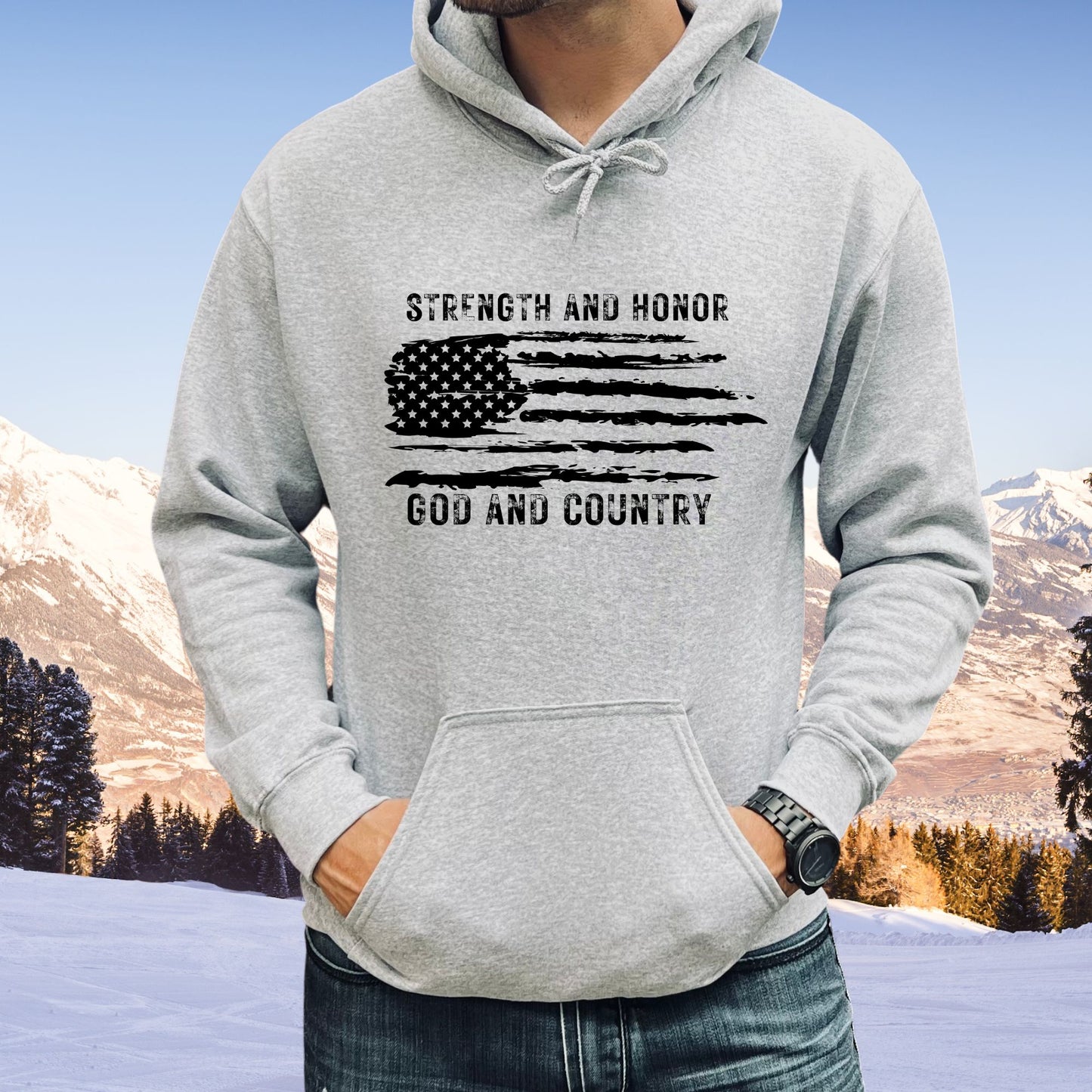 Rakkgear GOD and Country Heavy Hoodie in grey