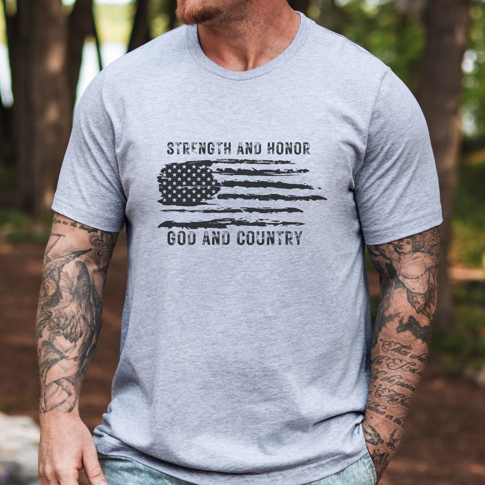 Rakkgear GOD and Country Short Sleeve Tee in grey