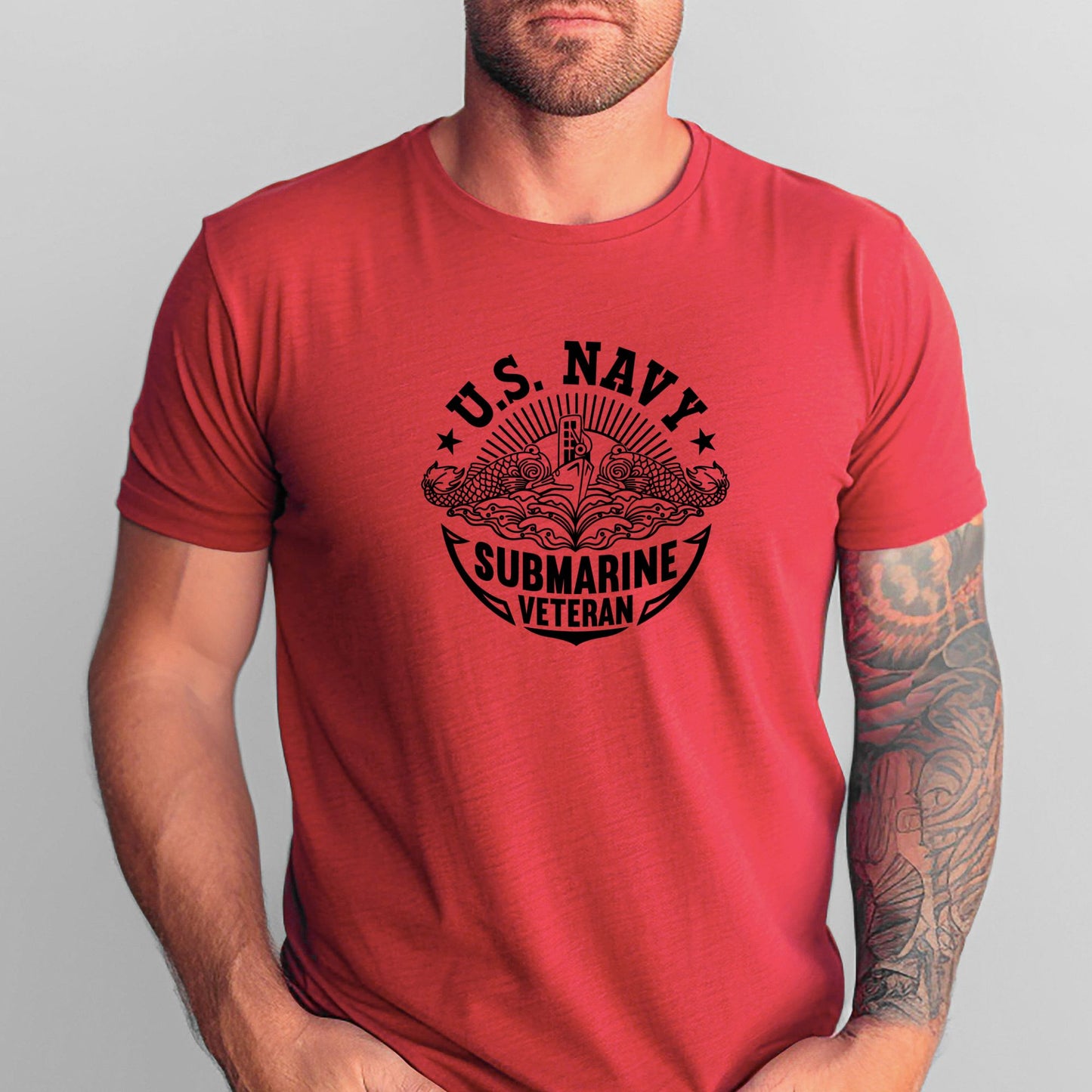 Rakkgear Navy Submarine Veteran Short Sleeve Tee in red