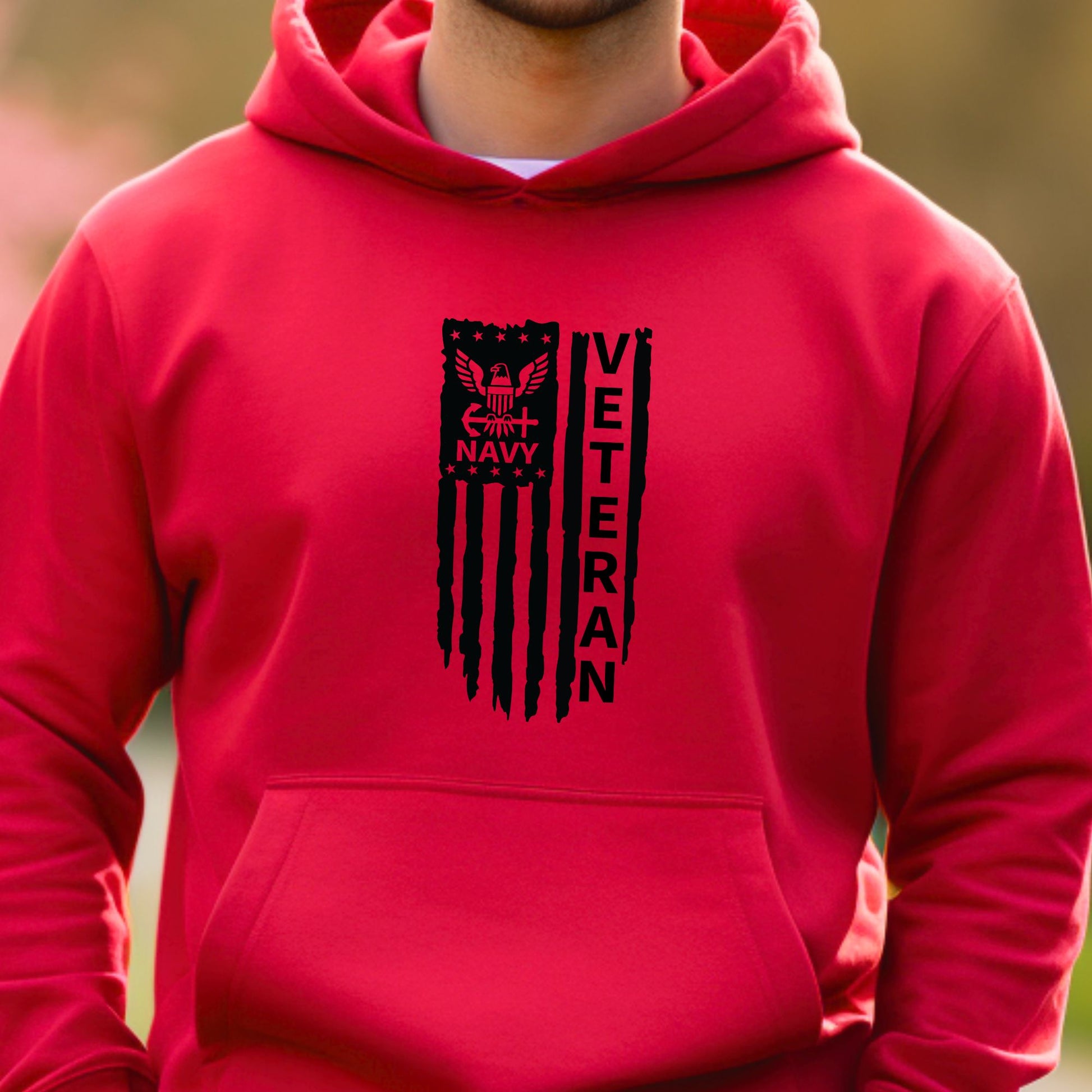 Rakkgear Navy Veteran Heavy Hoodie in red