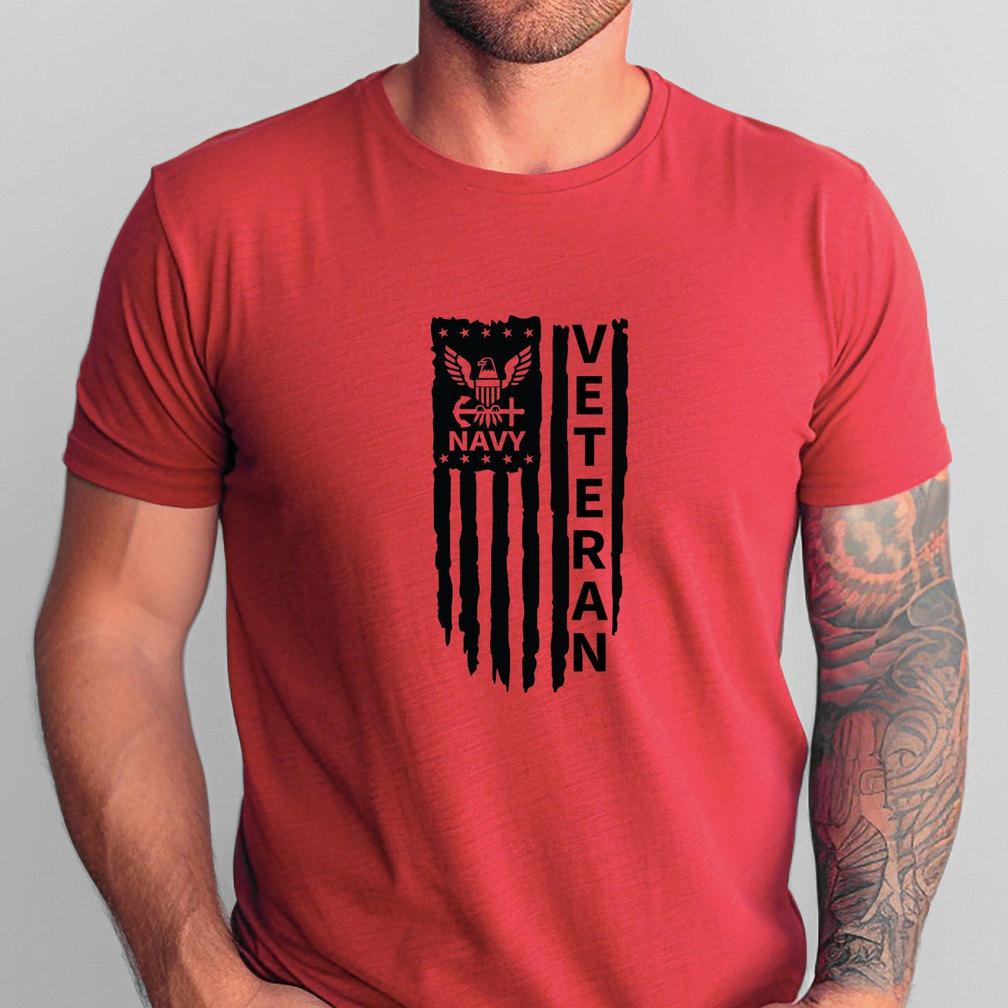 Rakkgear Navy Veteran Short Sleeve Tee in red