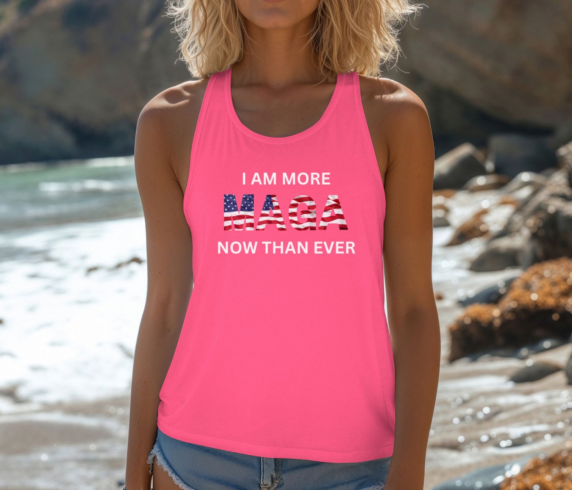 Rakkgear Women's More MAGA Tank Top in hot pink