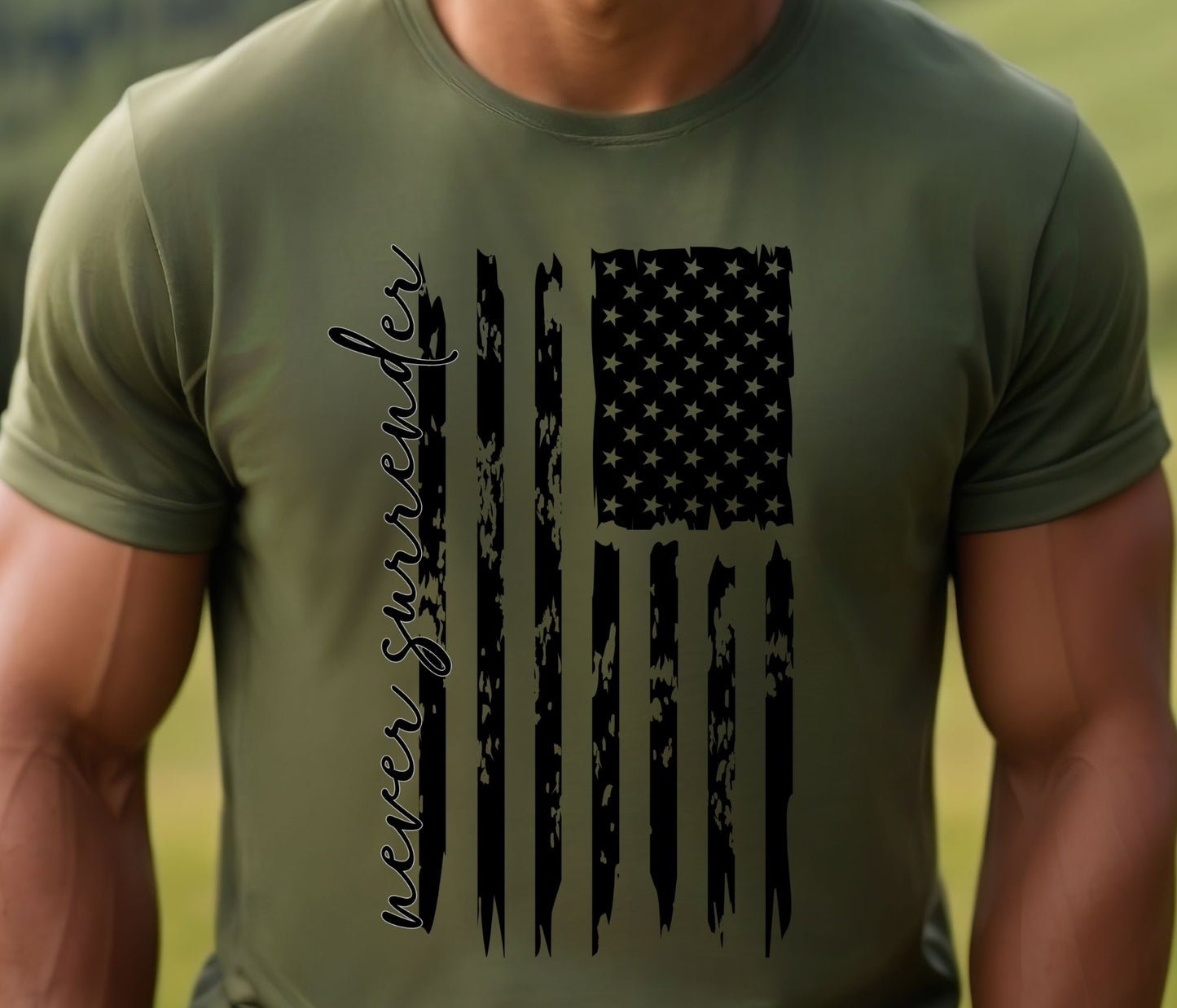 Rakkgear Never Surrender Short Sleeve Tee in Military Green