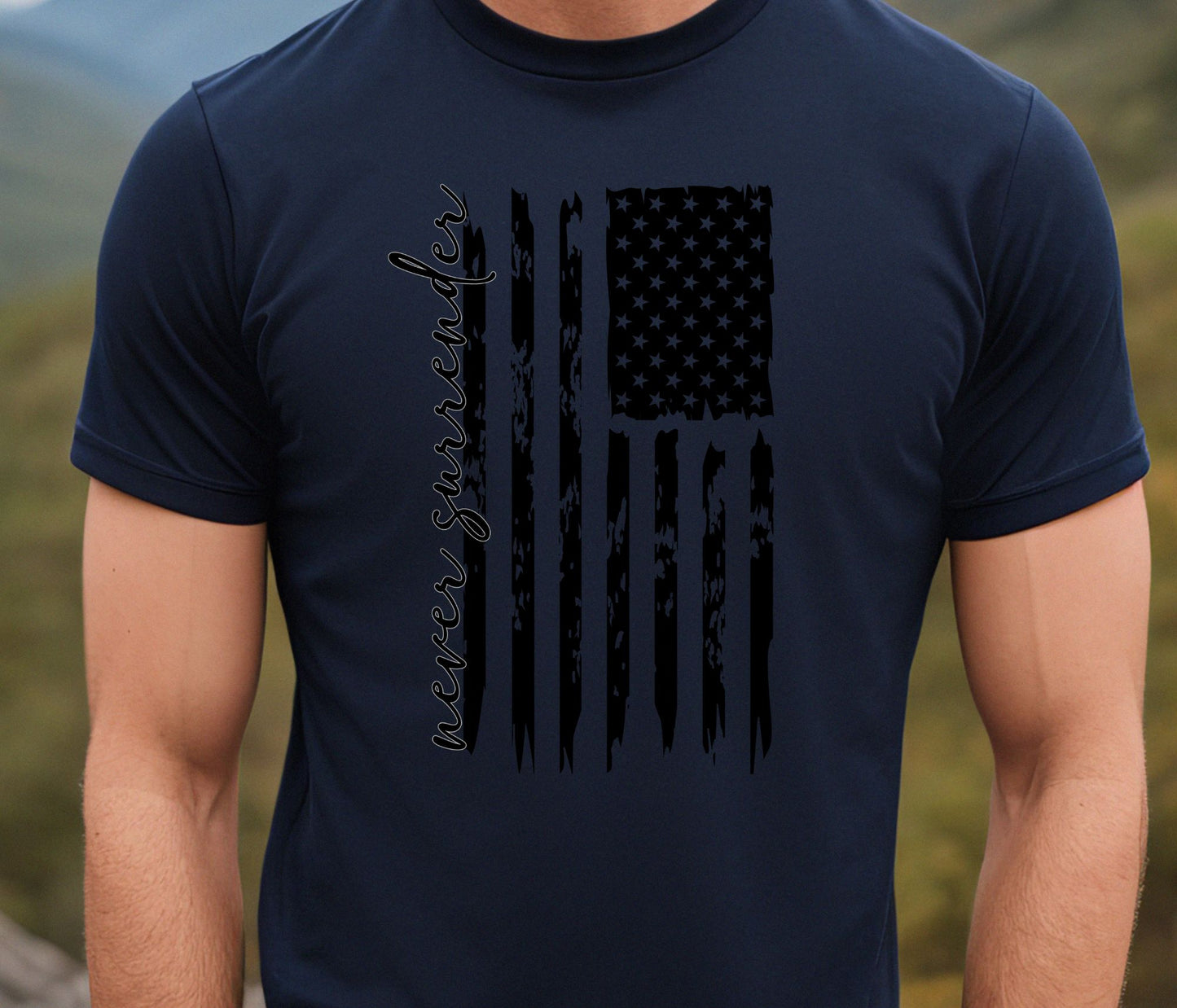 Rakkgear Never Surrender Short Sleeve Tee in Navy Blue