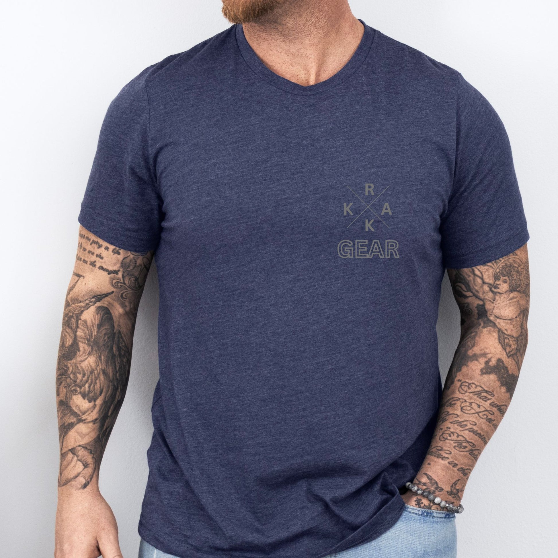 Rakkgear X Logo Short Sleeve Tee in navy blue