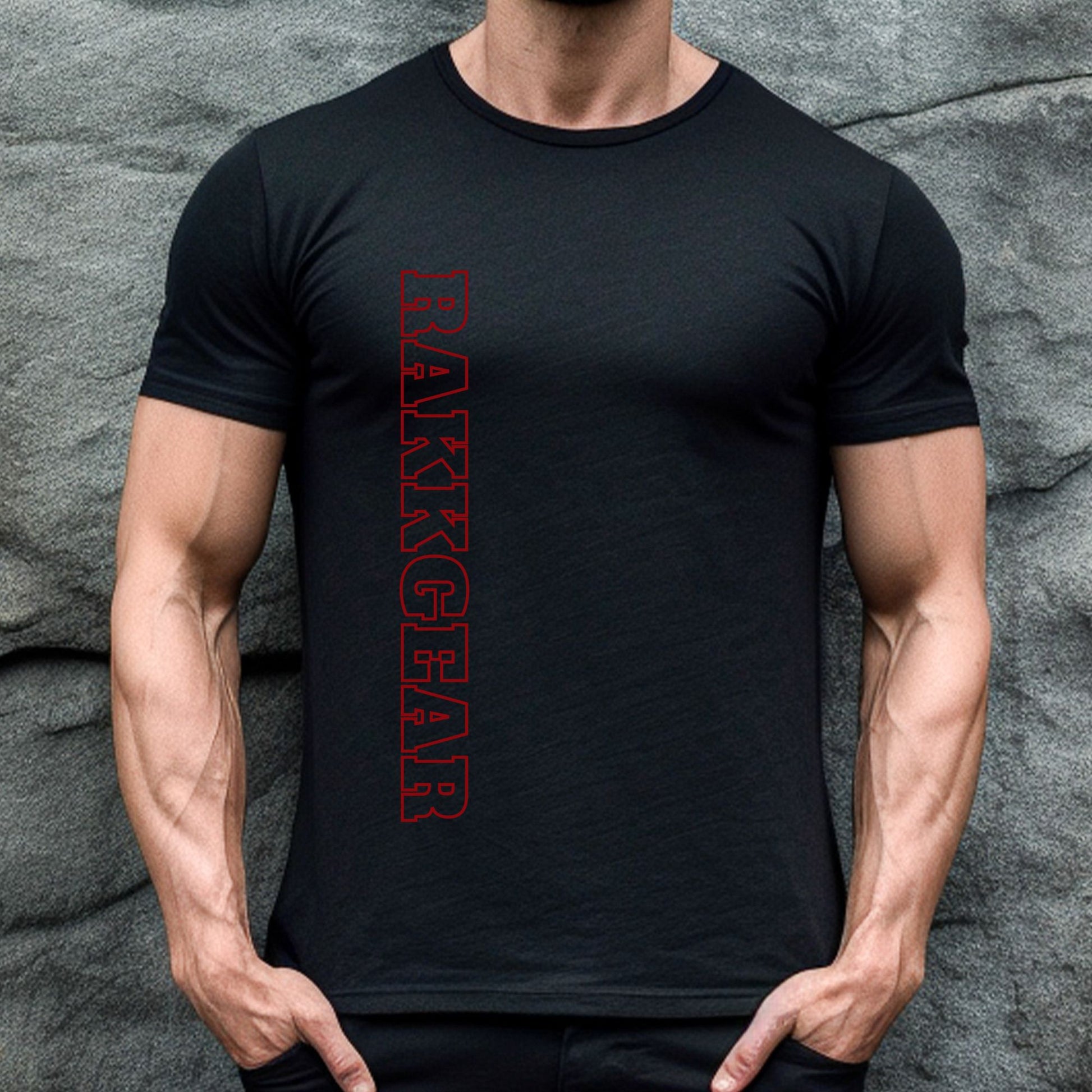 Rakkgear Red Vertical Short Sleeve Tee in Black