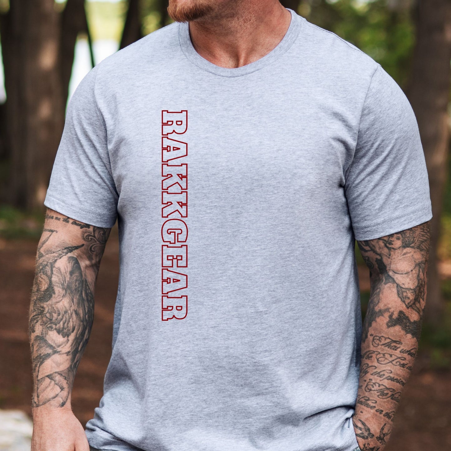 Rakkgear Red Vertical Short Sleeve Tee in grey