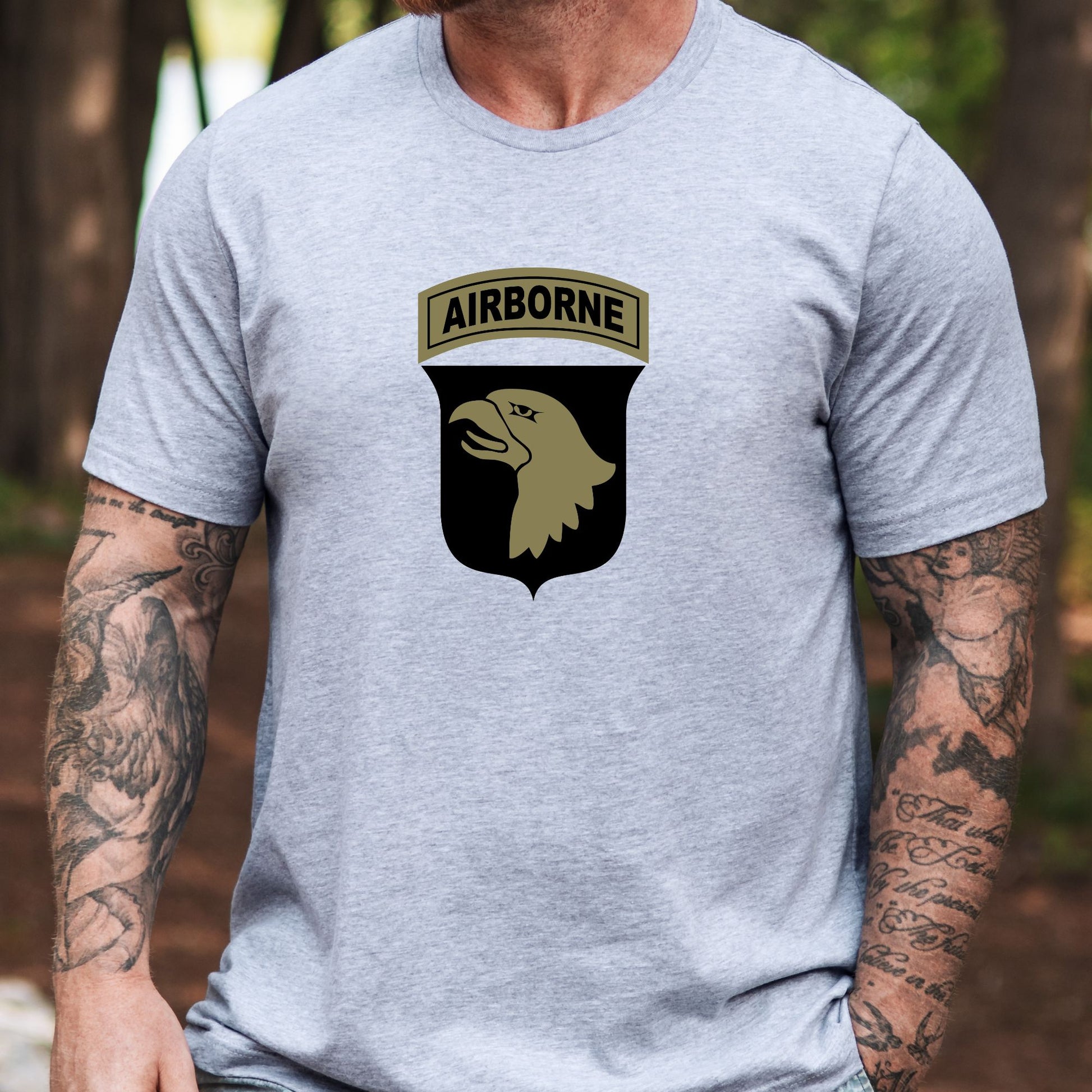 Rakkgear 101st Airborne Camo Screaming Eagle Short Sleeve Tee in grey